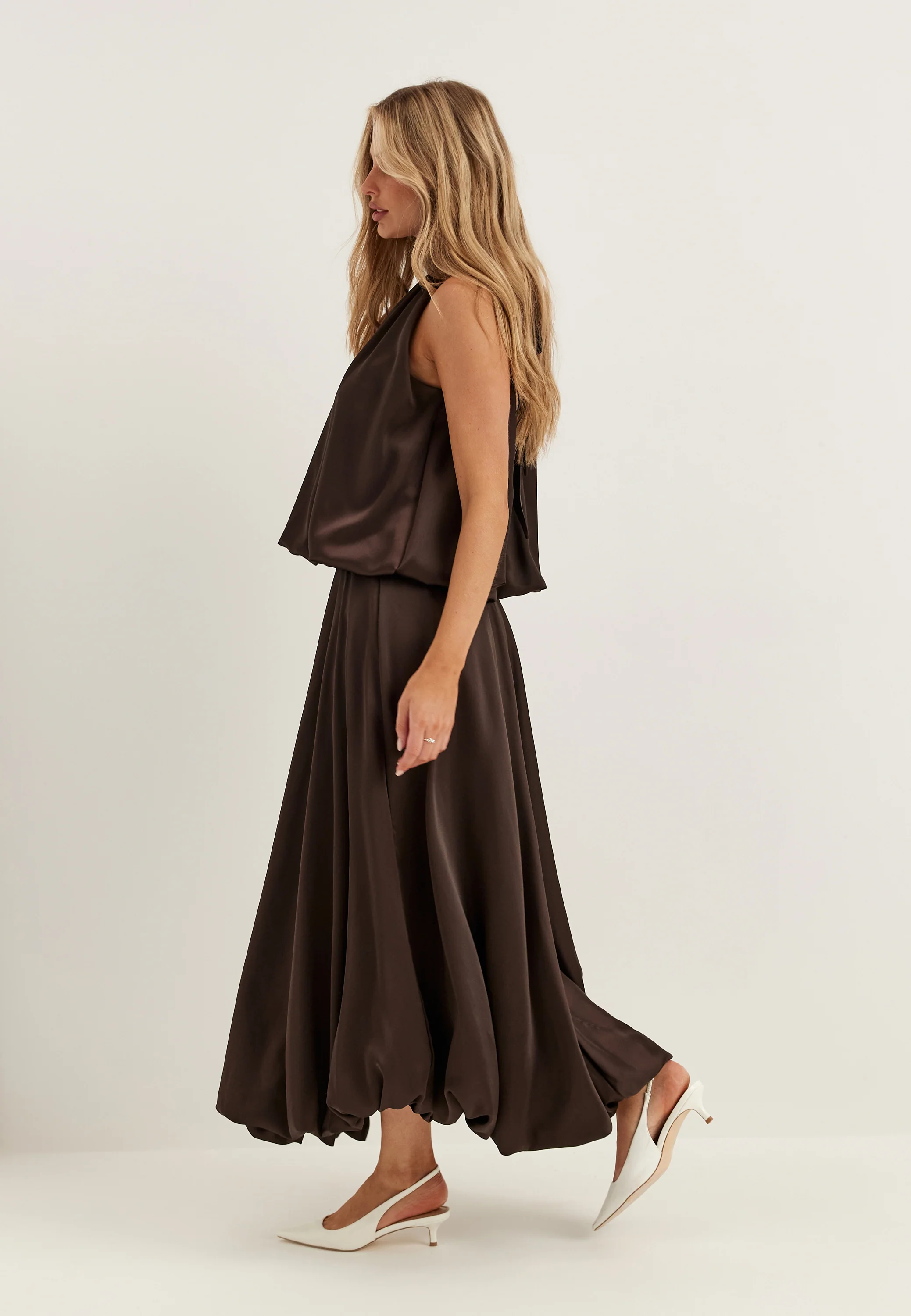 Bubble-Hem Satin Ankle Skirt - Image 4