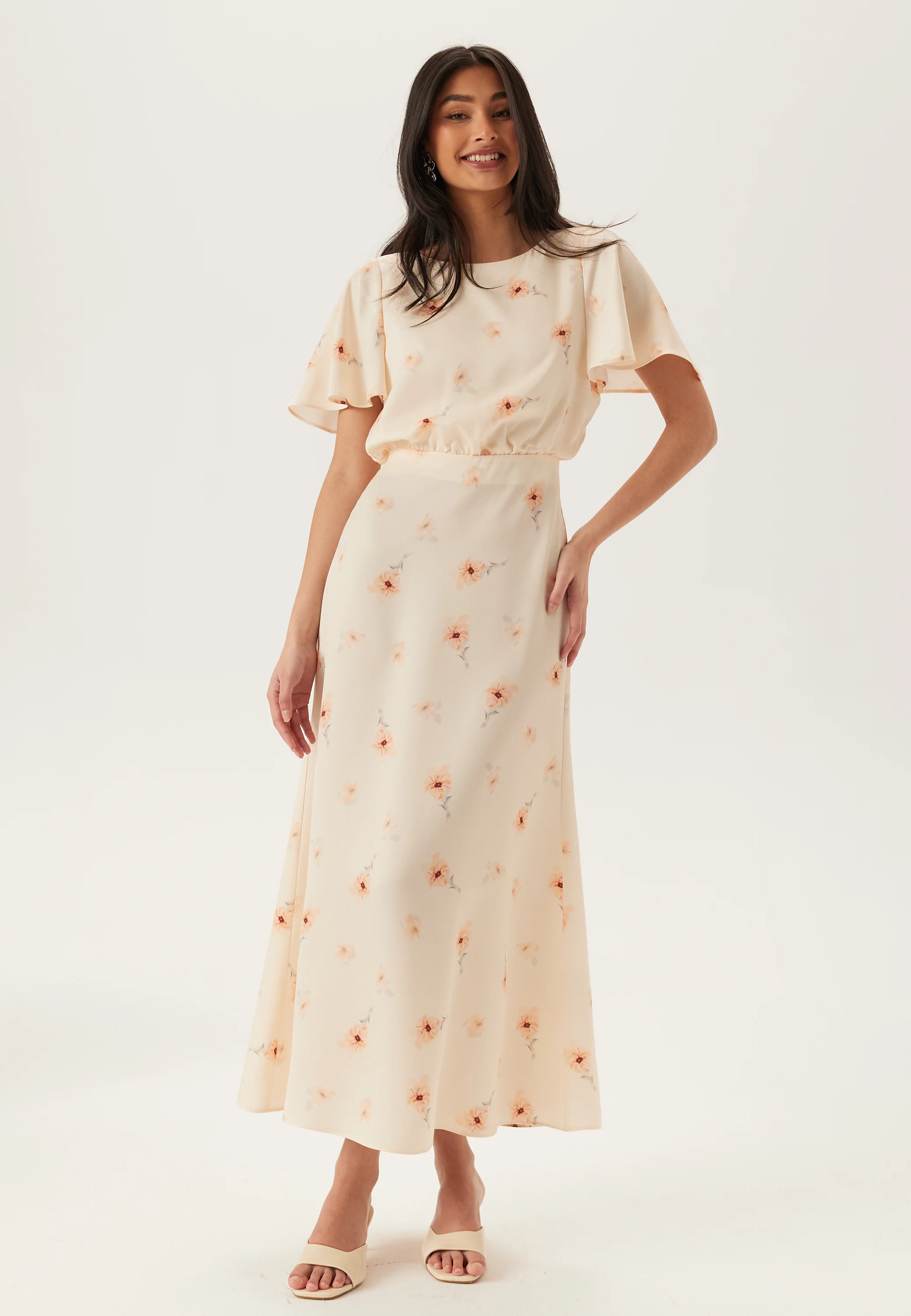 Butterfly Sleeve Ankle Dress