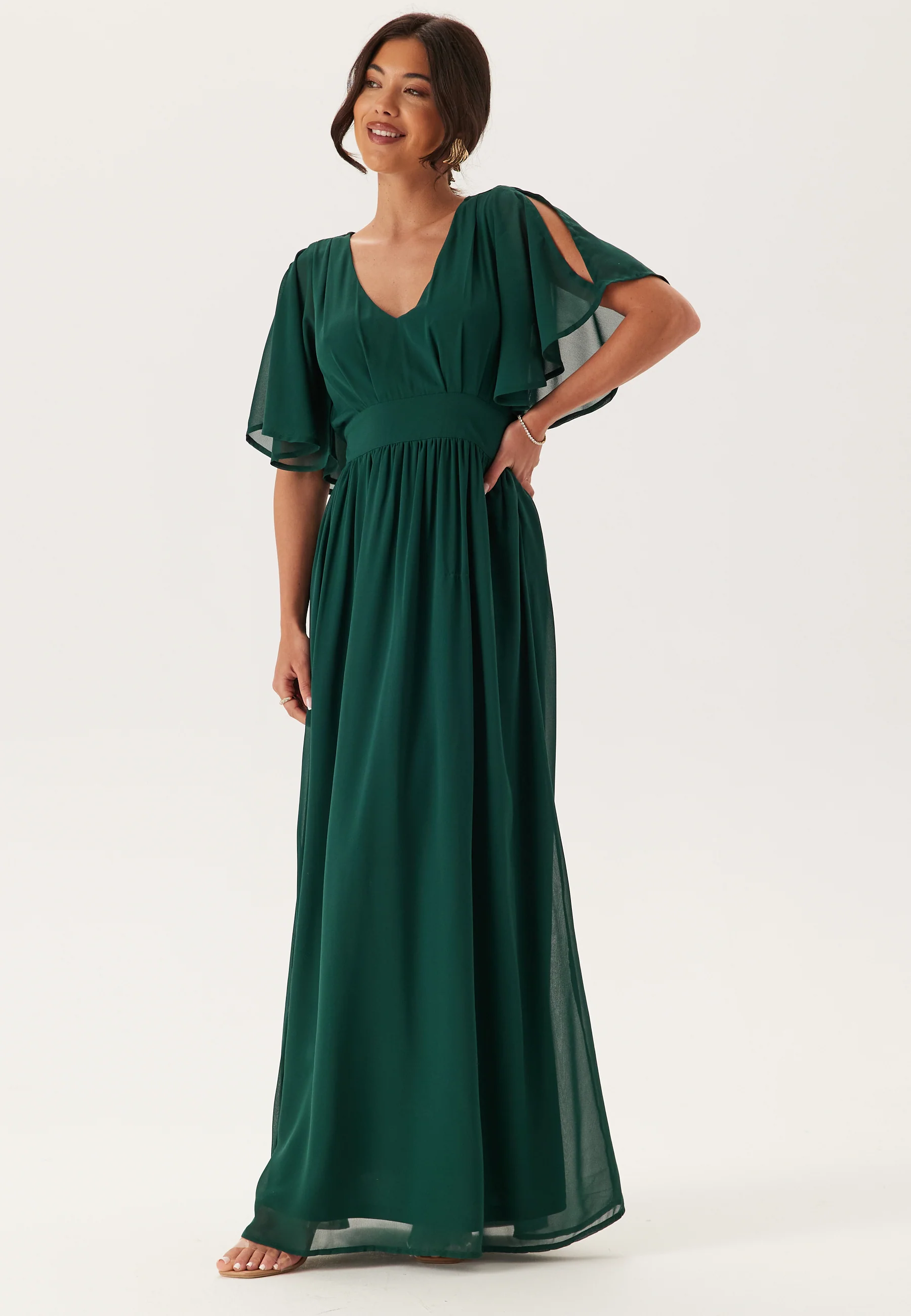 Butterfly Sleeve Chiffon Gown