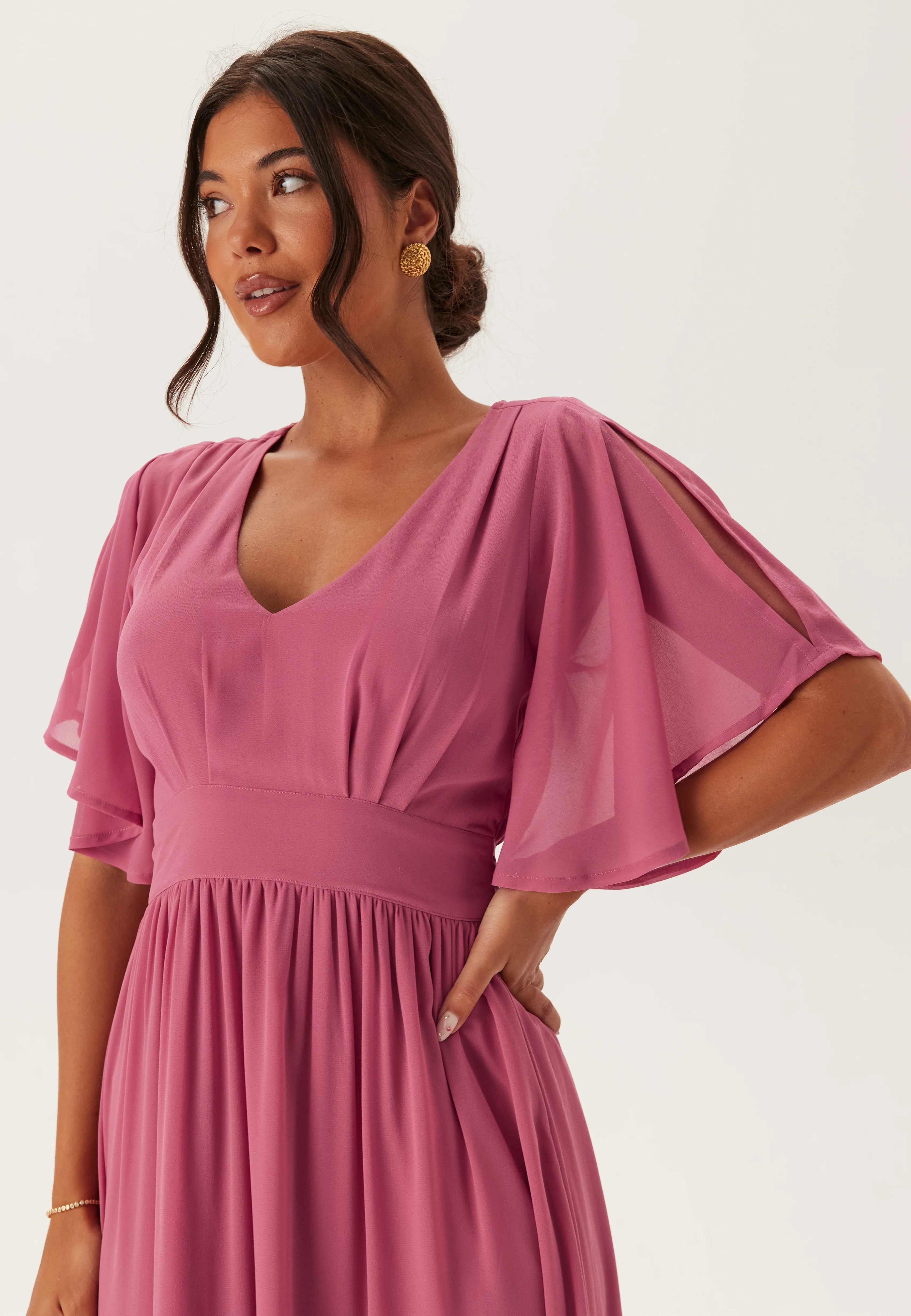 Butterfly Sleeve Chiffon Gown - Image 4