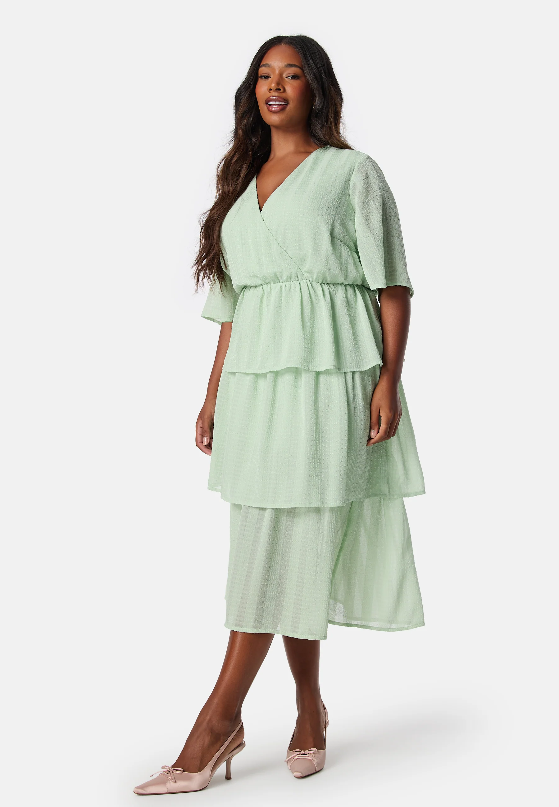 Butterfly Sleeve Flounce Dress - Image 5