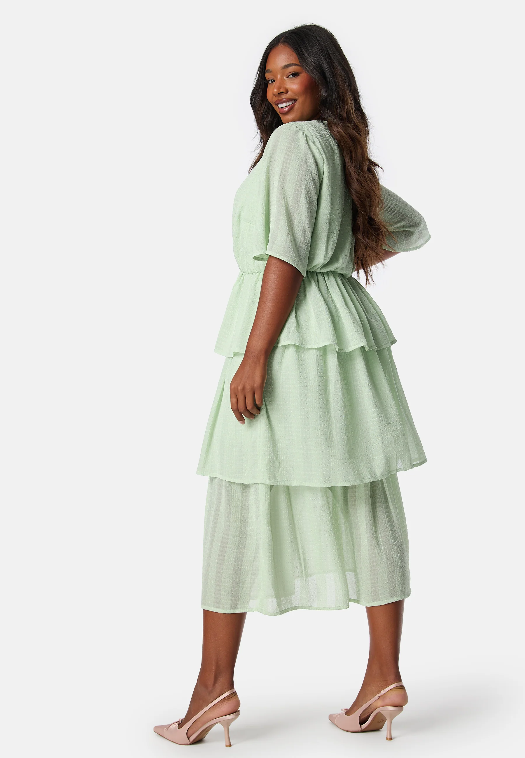 Butterfly Sleeve Flounce Dress - Image 6