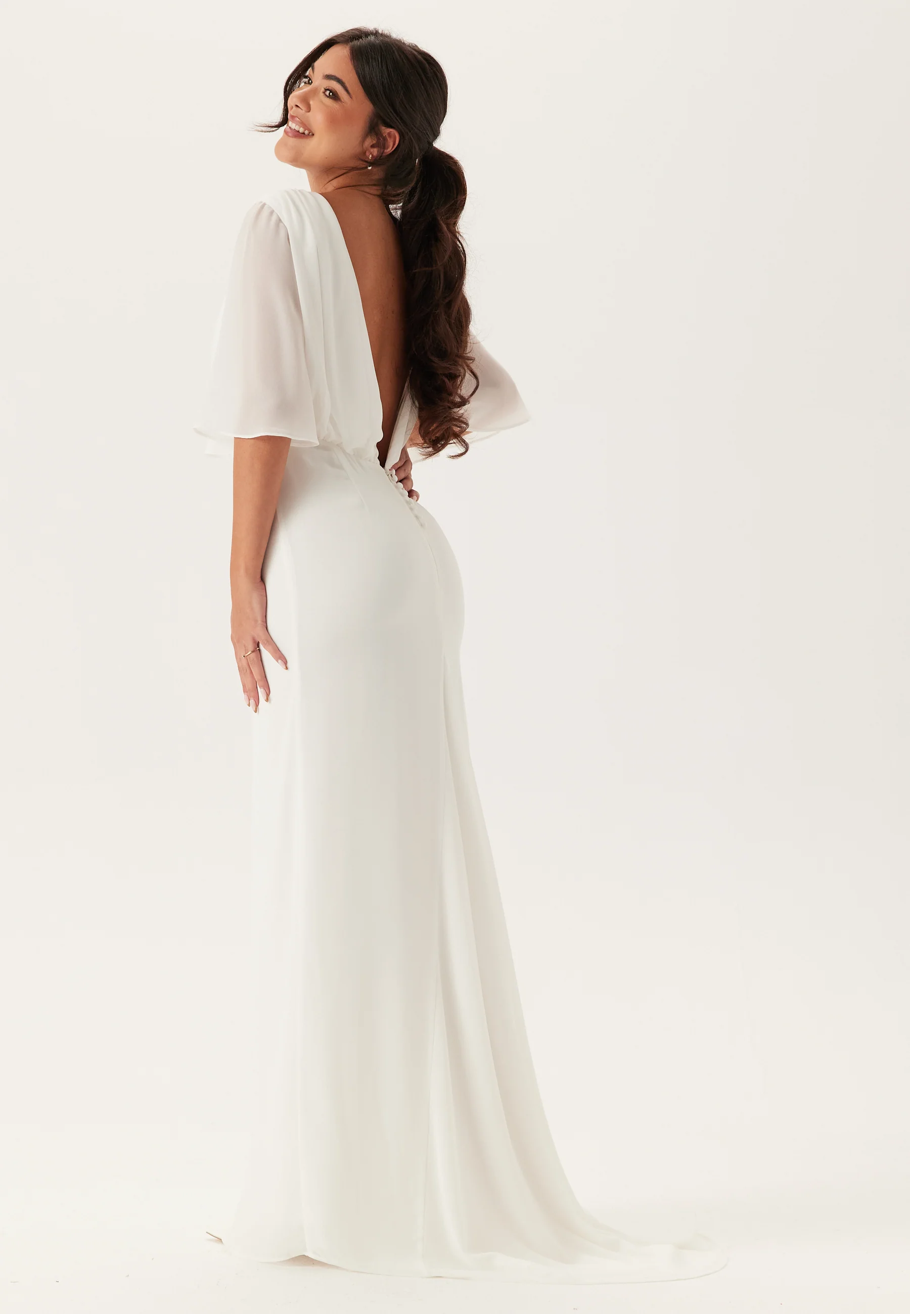 Butterfly Sleeve Mermaid Wedding Gown