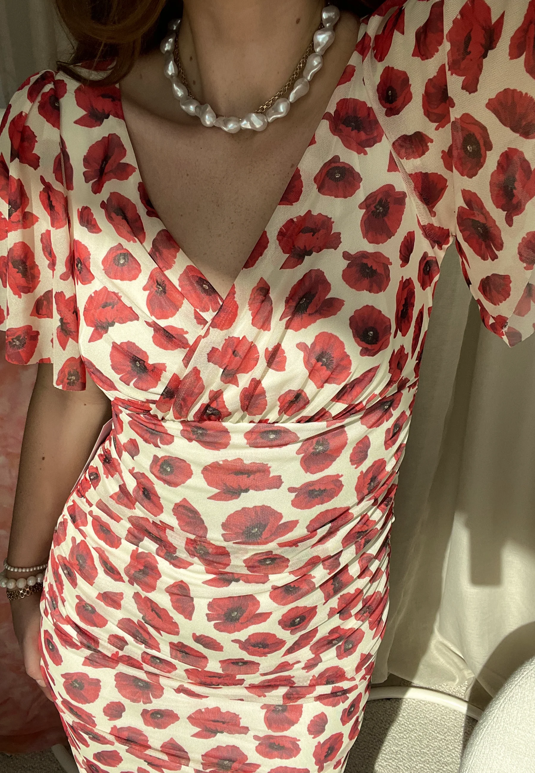 Butterfly Sleeve Mesh Ankle Dress - Image 5