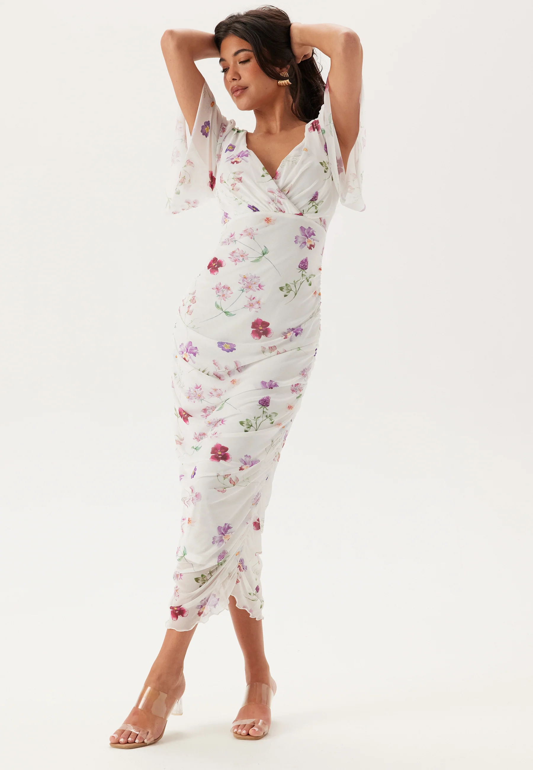 Butterfly Sleeve Mesh Ankle Dress - Image 2