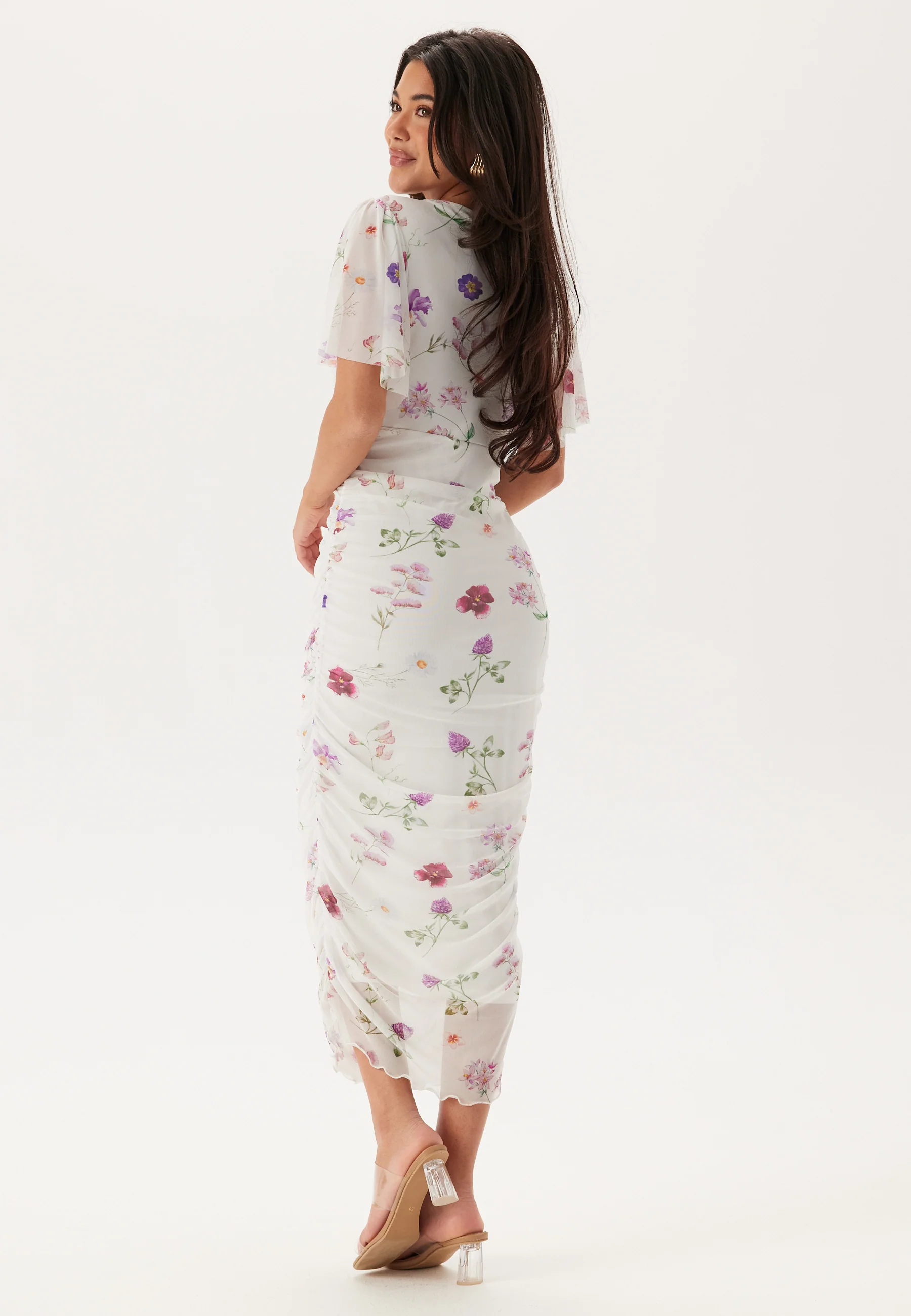 Butterfly Sleeve Mesh Ankle Dress - Image 3