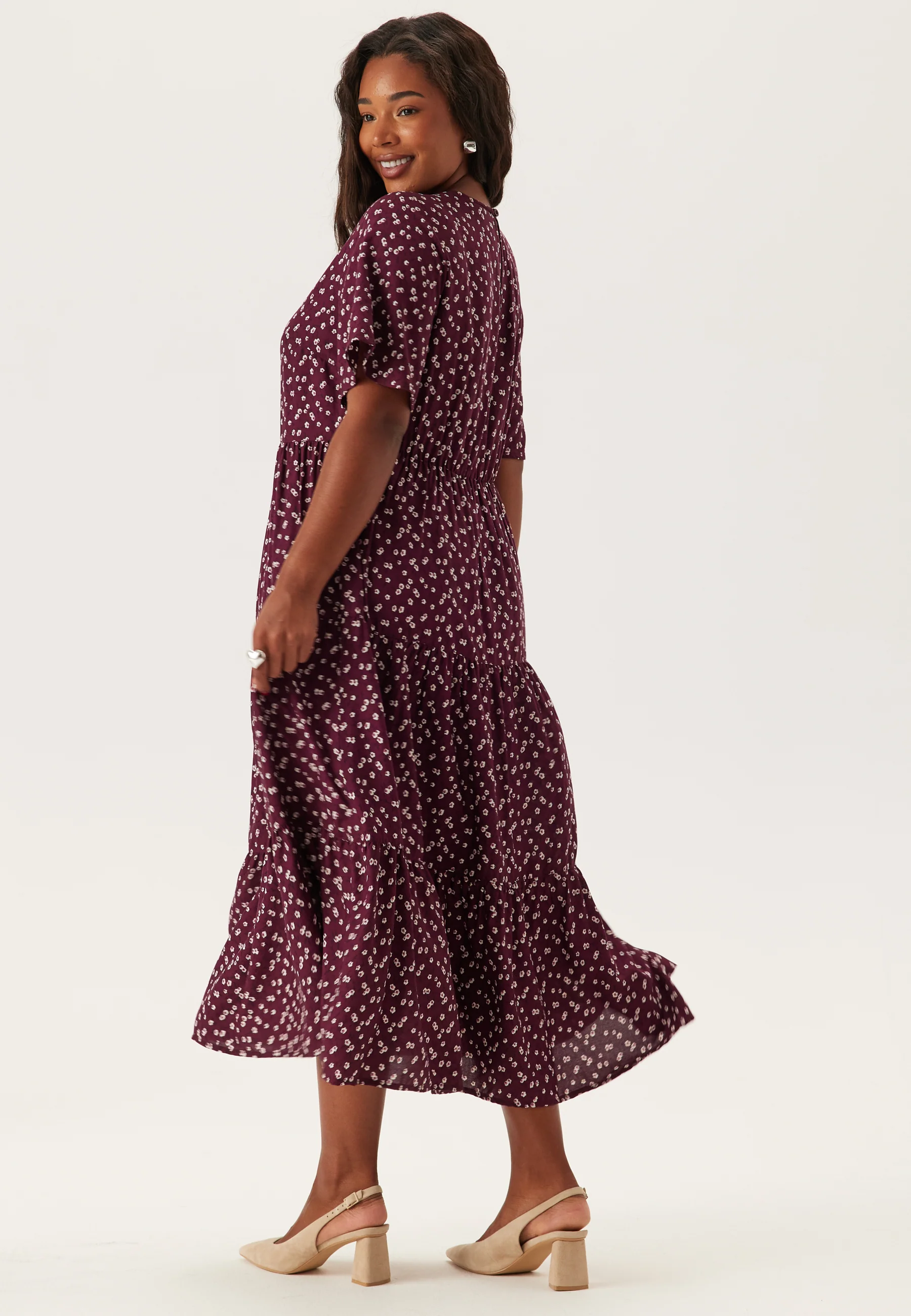 Butterfly Sleeve Viscose Midi Dress - Image 7
