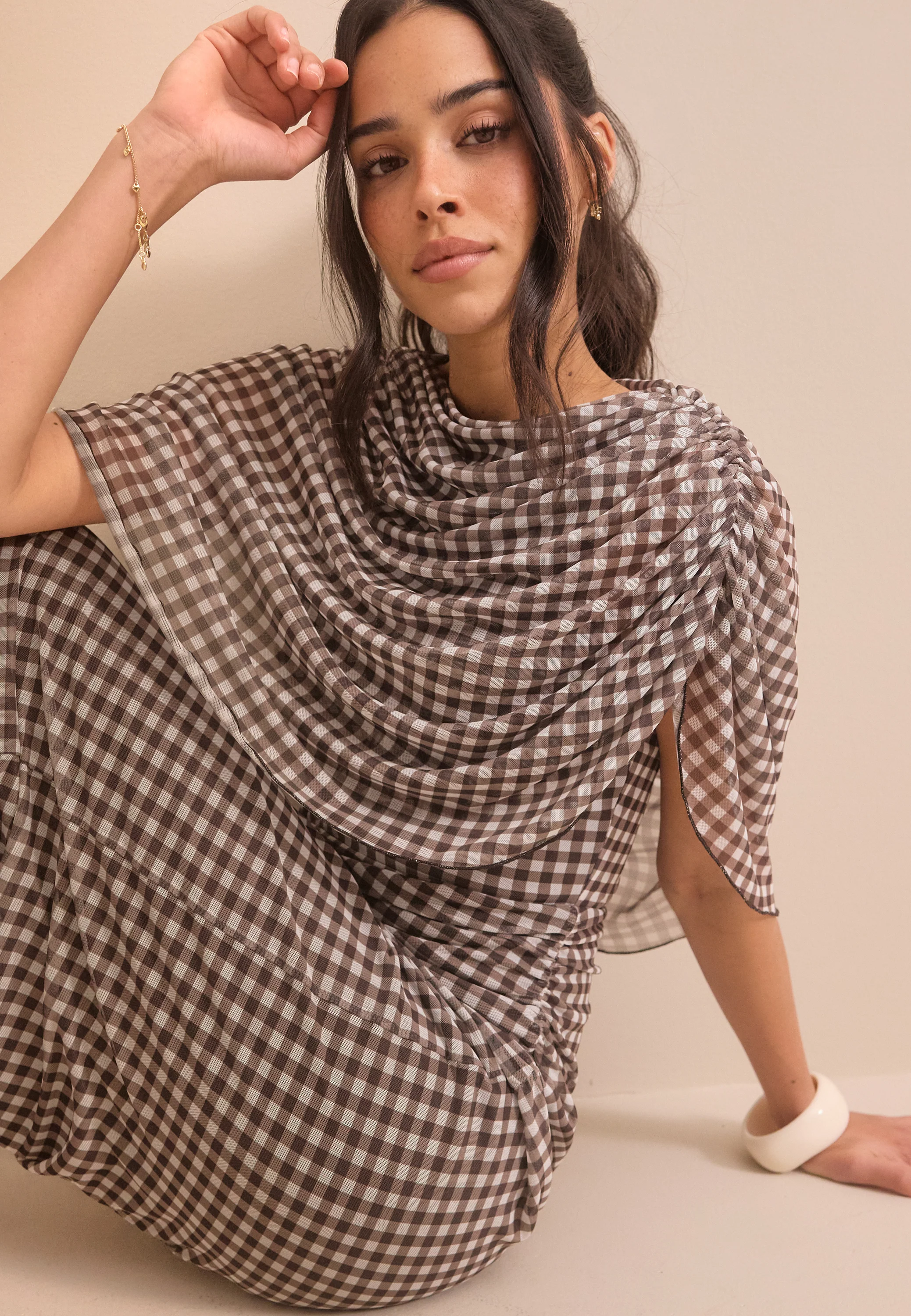 Cape Mesh Ankle Dress - Image 3