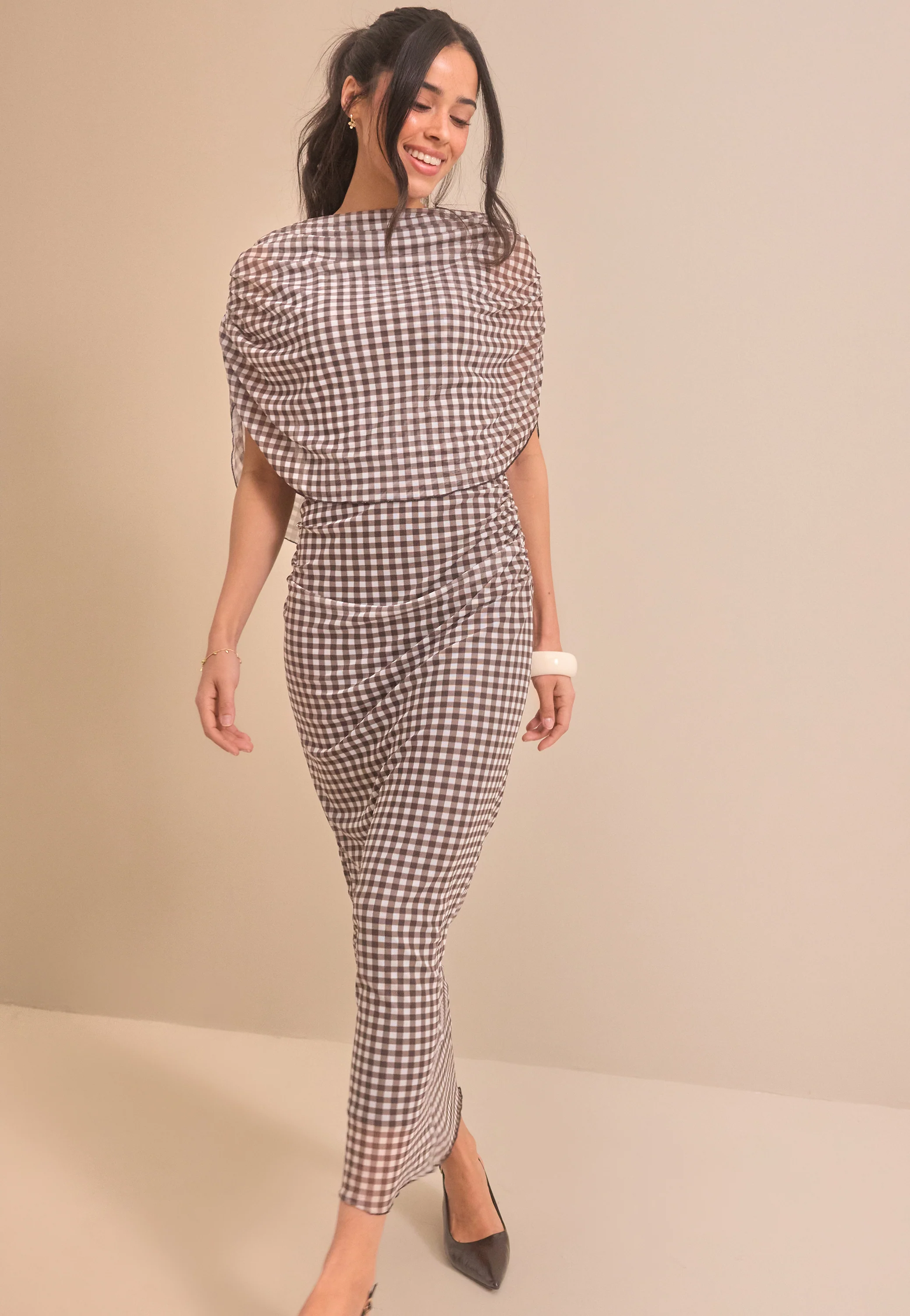 Cape Mesh Ankle Dress - Image 9