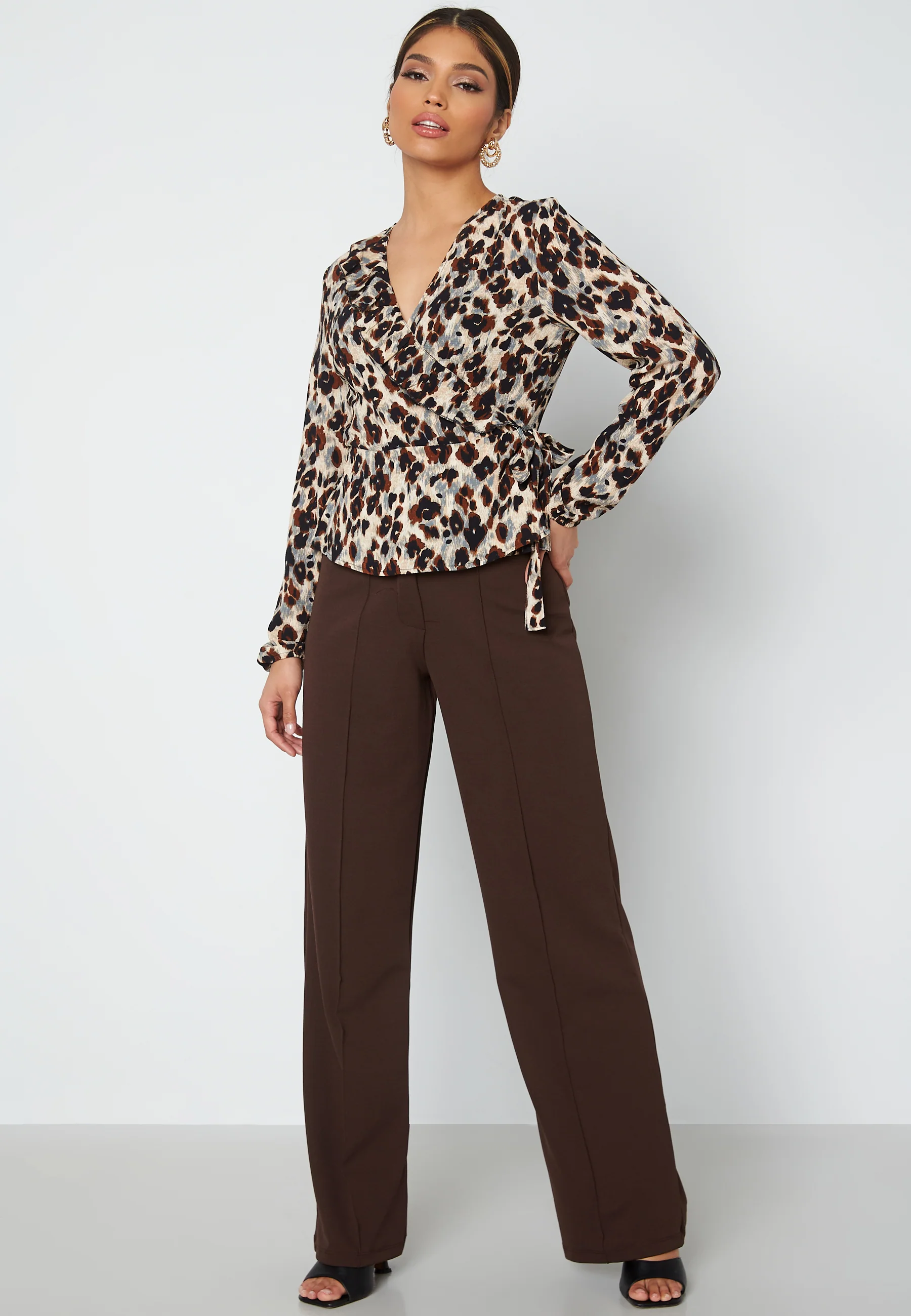 Carly L/S Wrap Short Top - Image 2