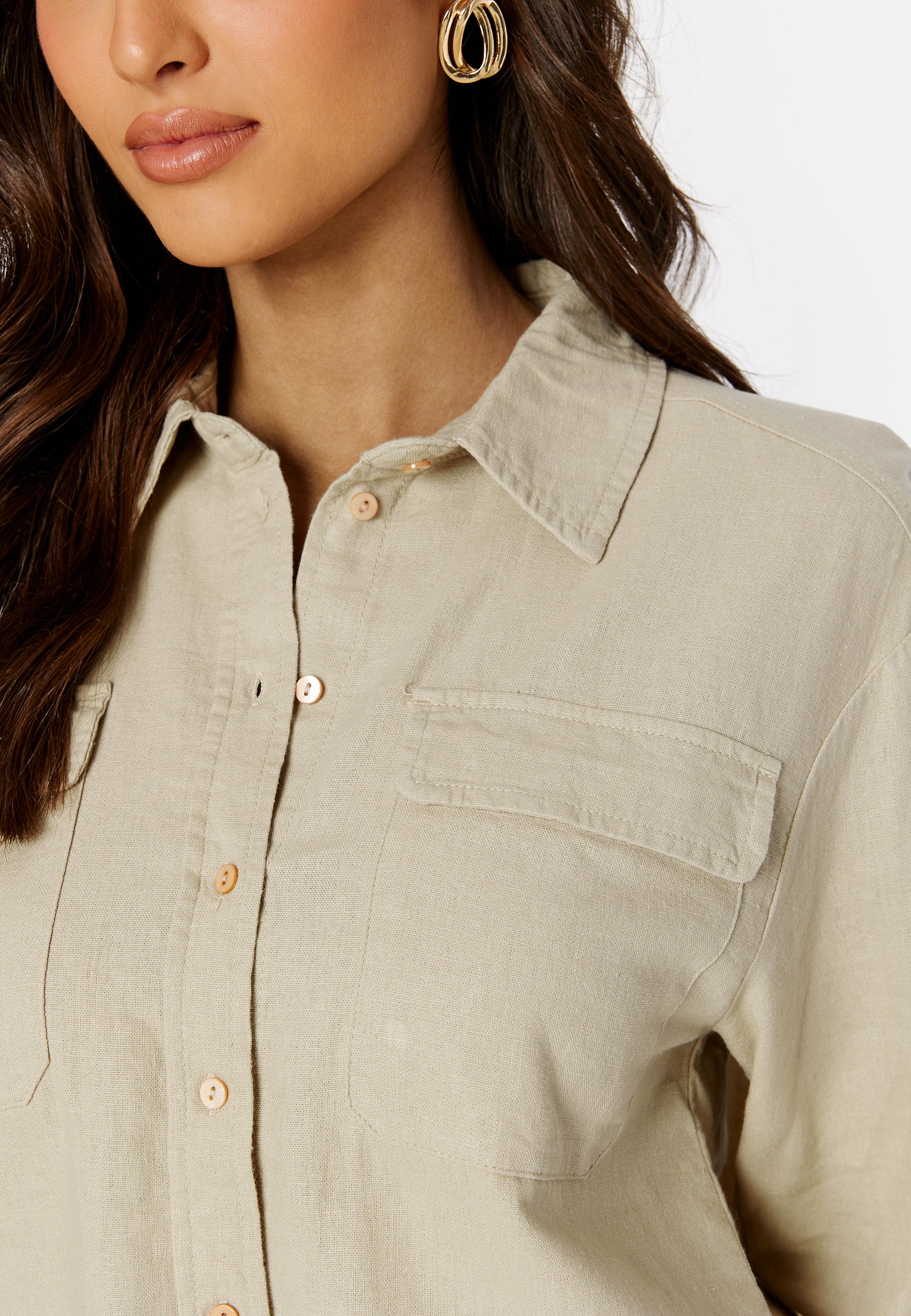 Caro L/S Oversized Linen Blend Shirt - Image 2