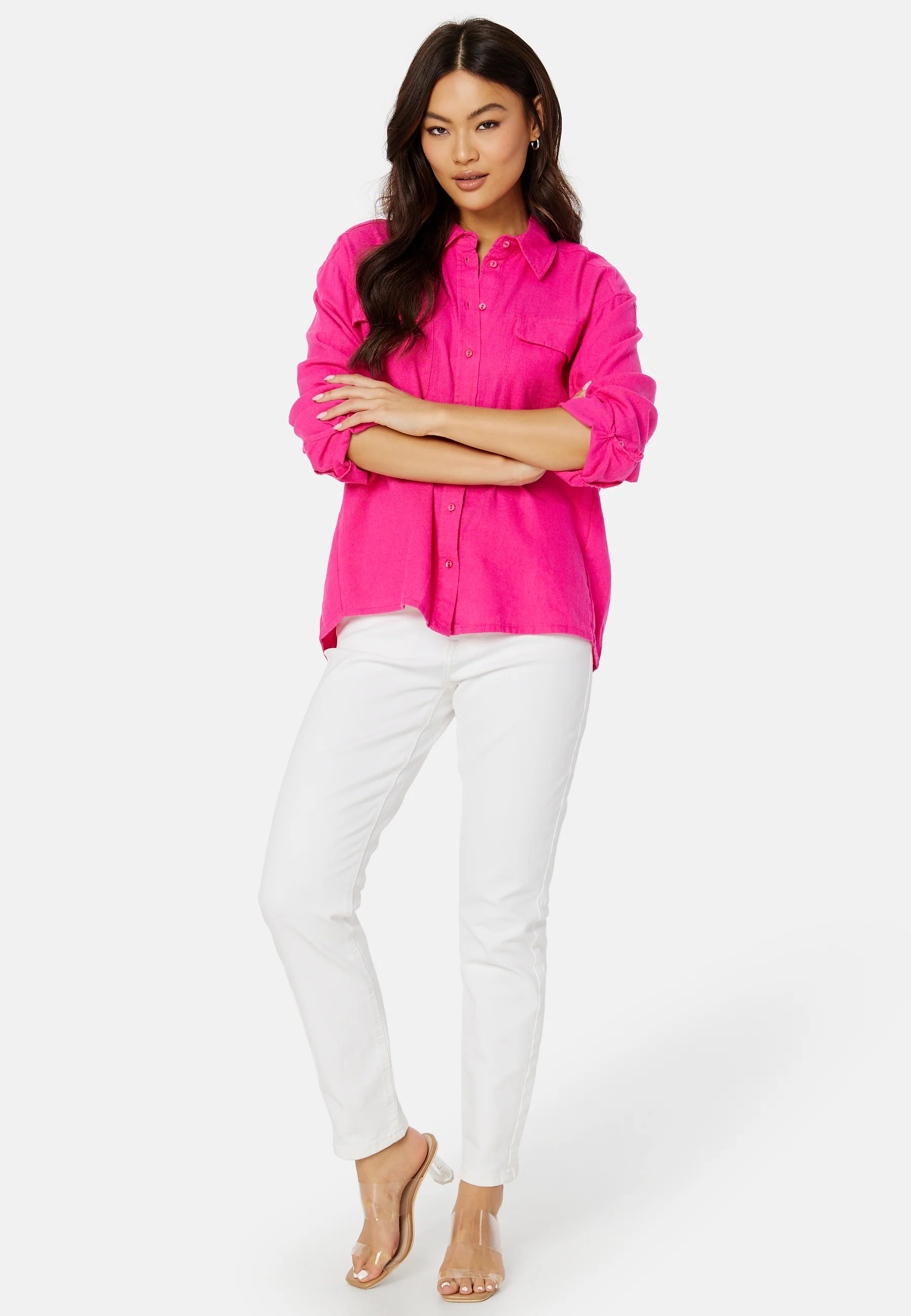 Caro L/S Oversized Linen Blend Shirt - Image 2
