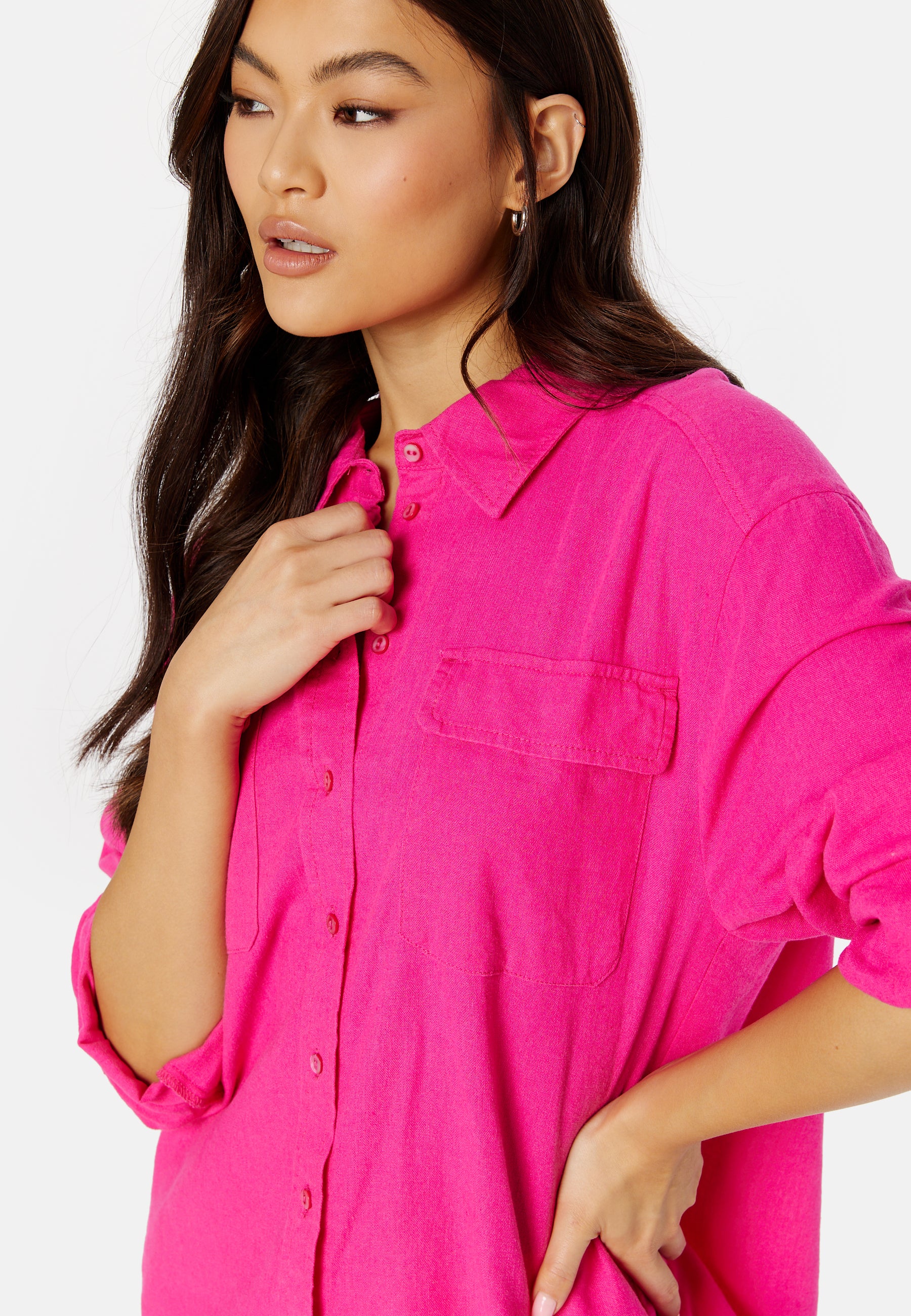Caro L/S Oversized Linen Blend Shirt - Image 3