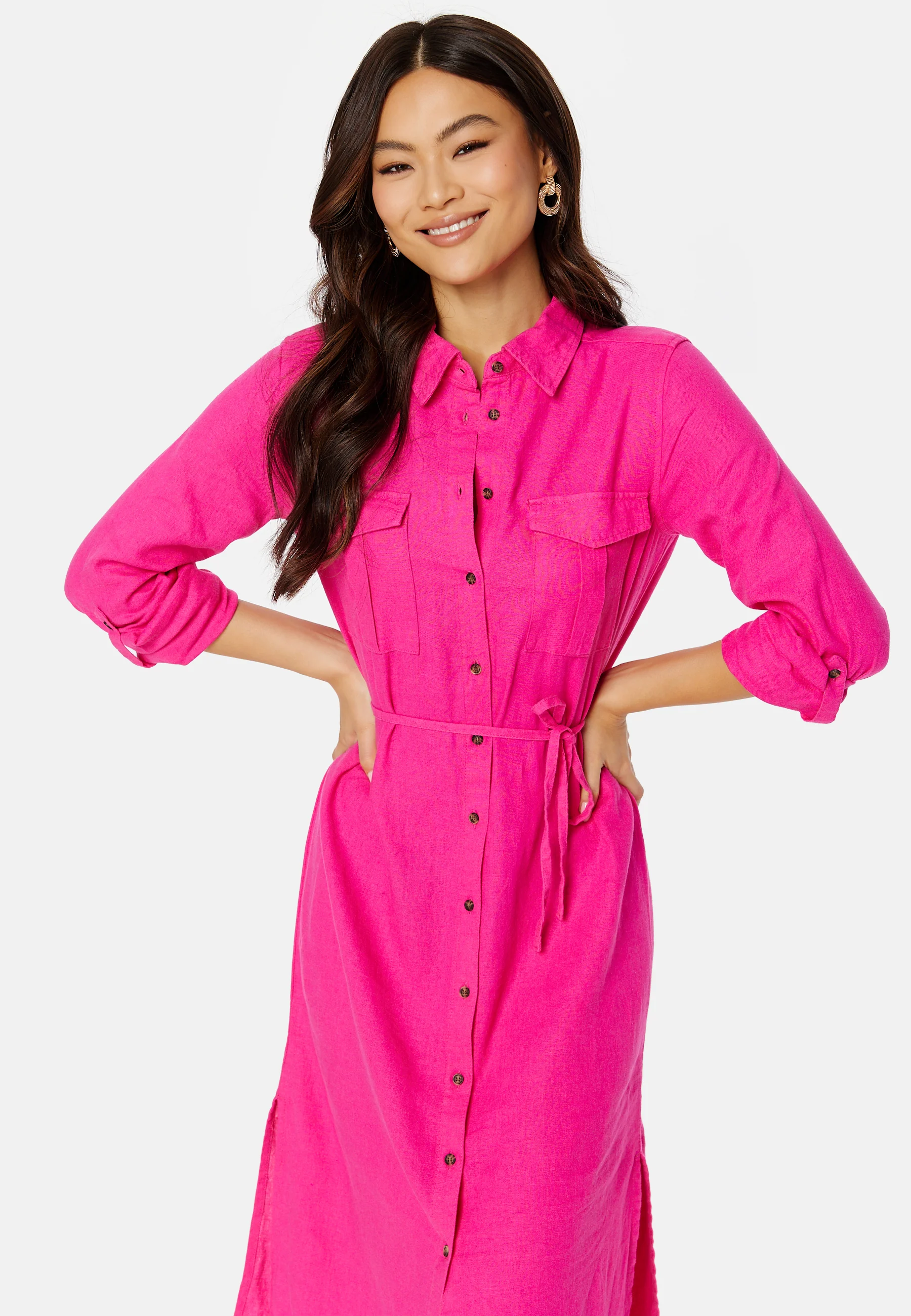Caro LS Linen Blend Shirt Dress - Image 2