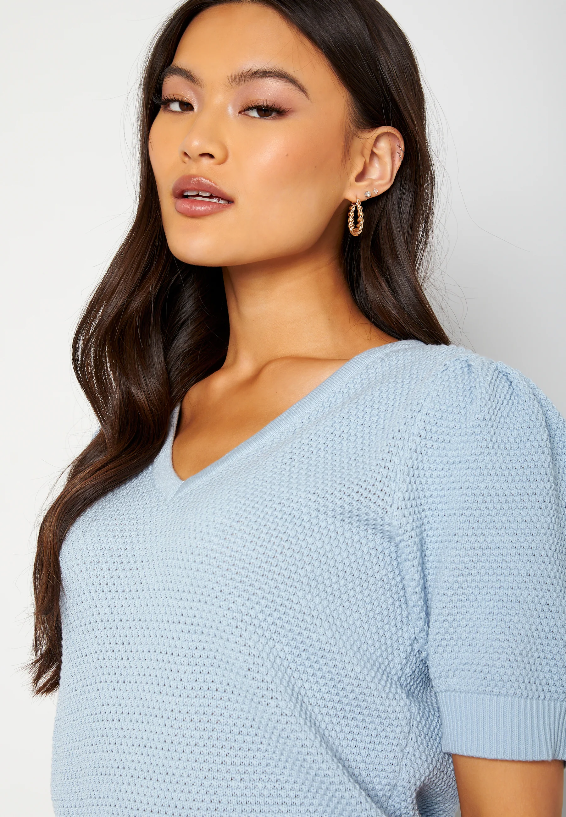 Chassa V-Neck Puff S/S Knit Top - Image 4