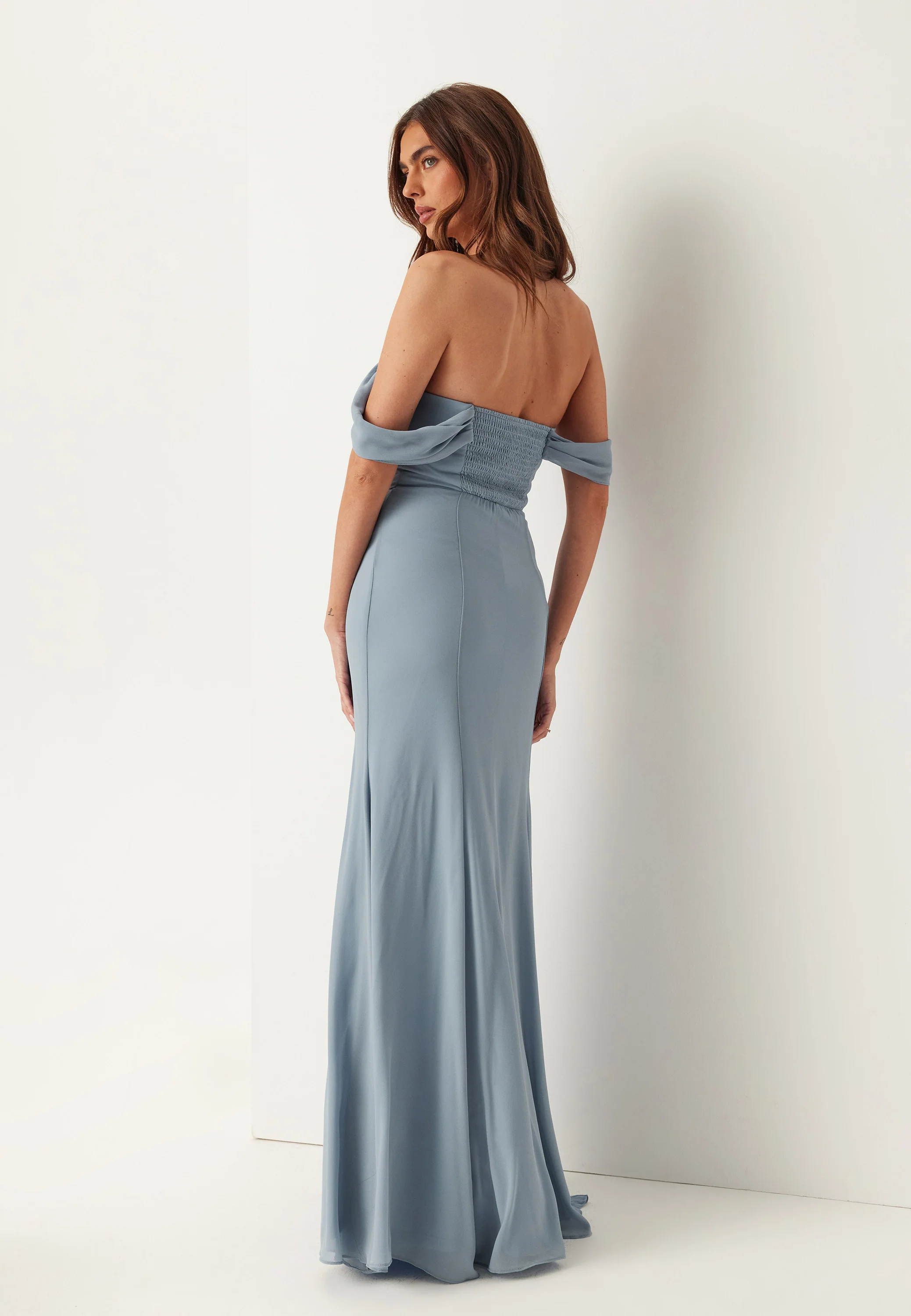 Chiffon Off Shoulder Maxi Dress - Image 3