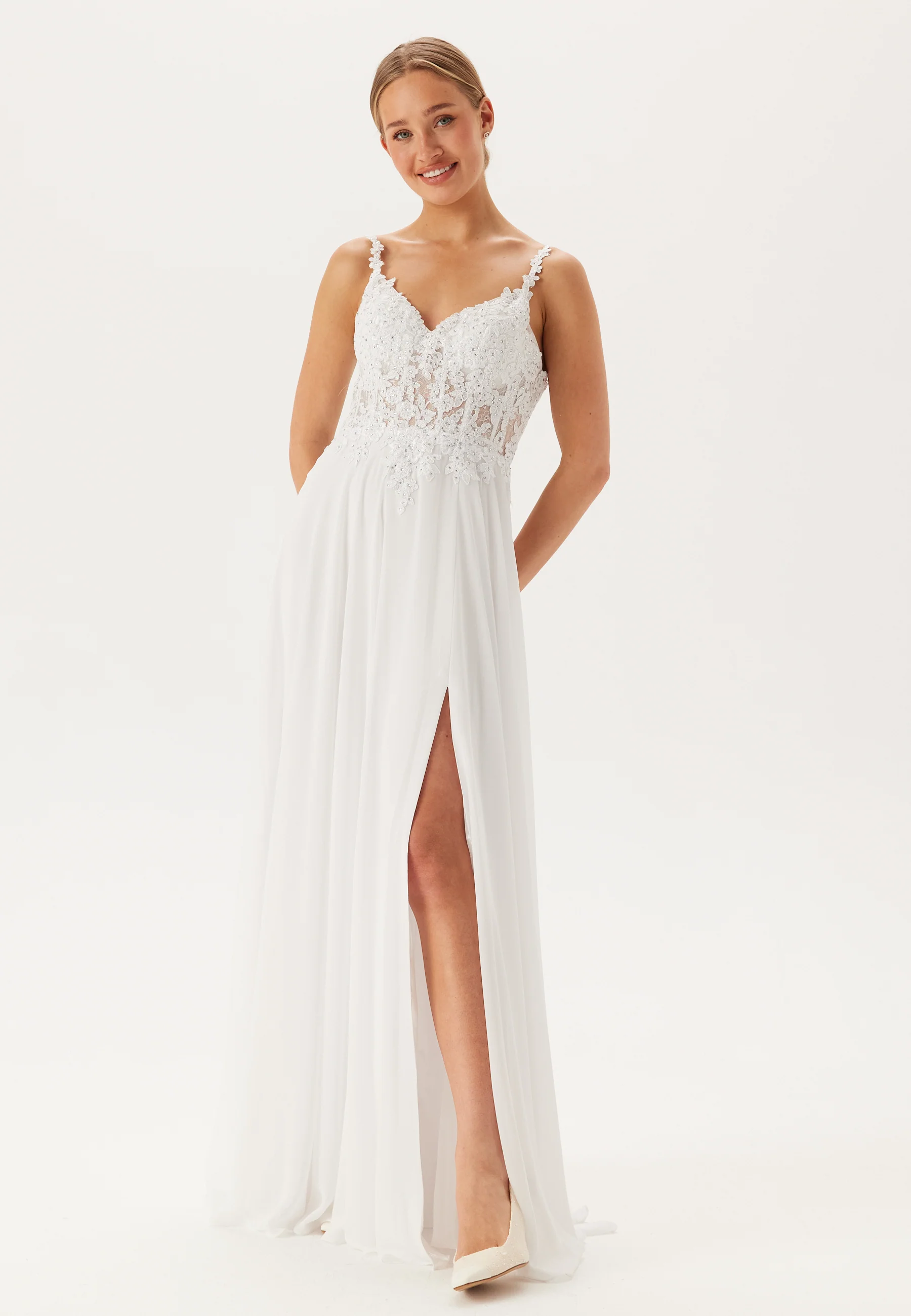 Chiffon Rhinestone Wedding Dress - Image 3