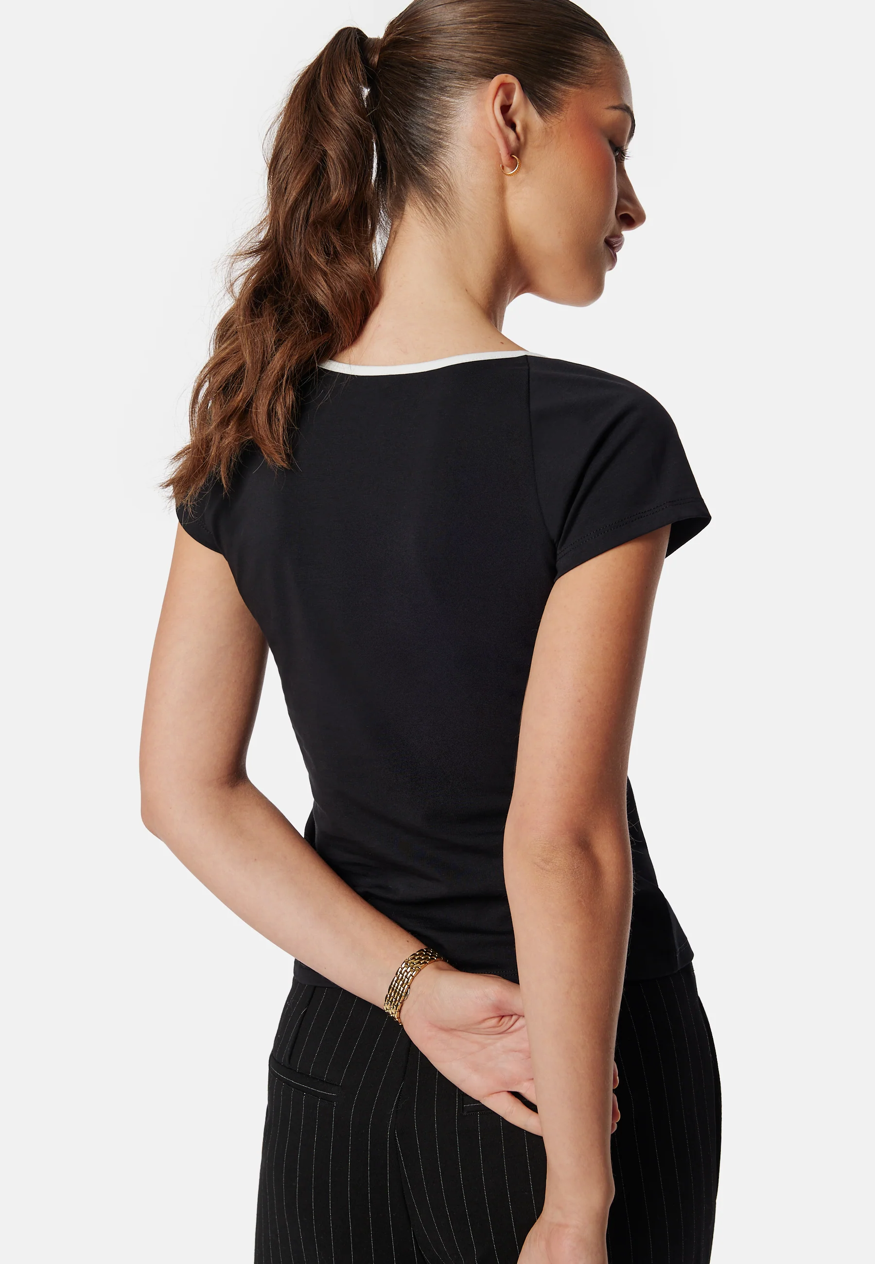 Contrast Cap Sleeve Top - Image 3