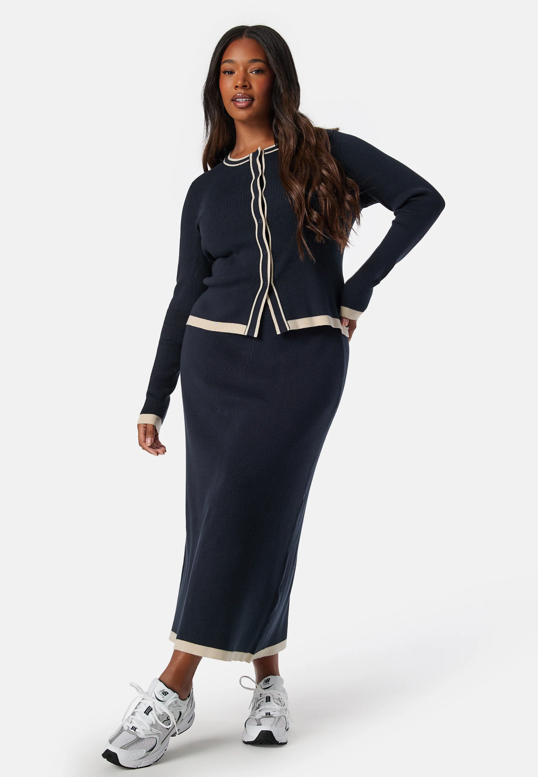 Contrast Knitted Midi Skirt - Image 7