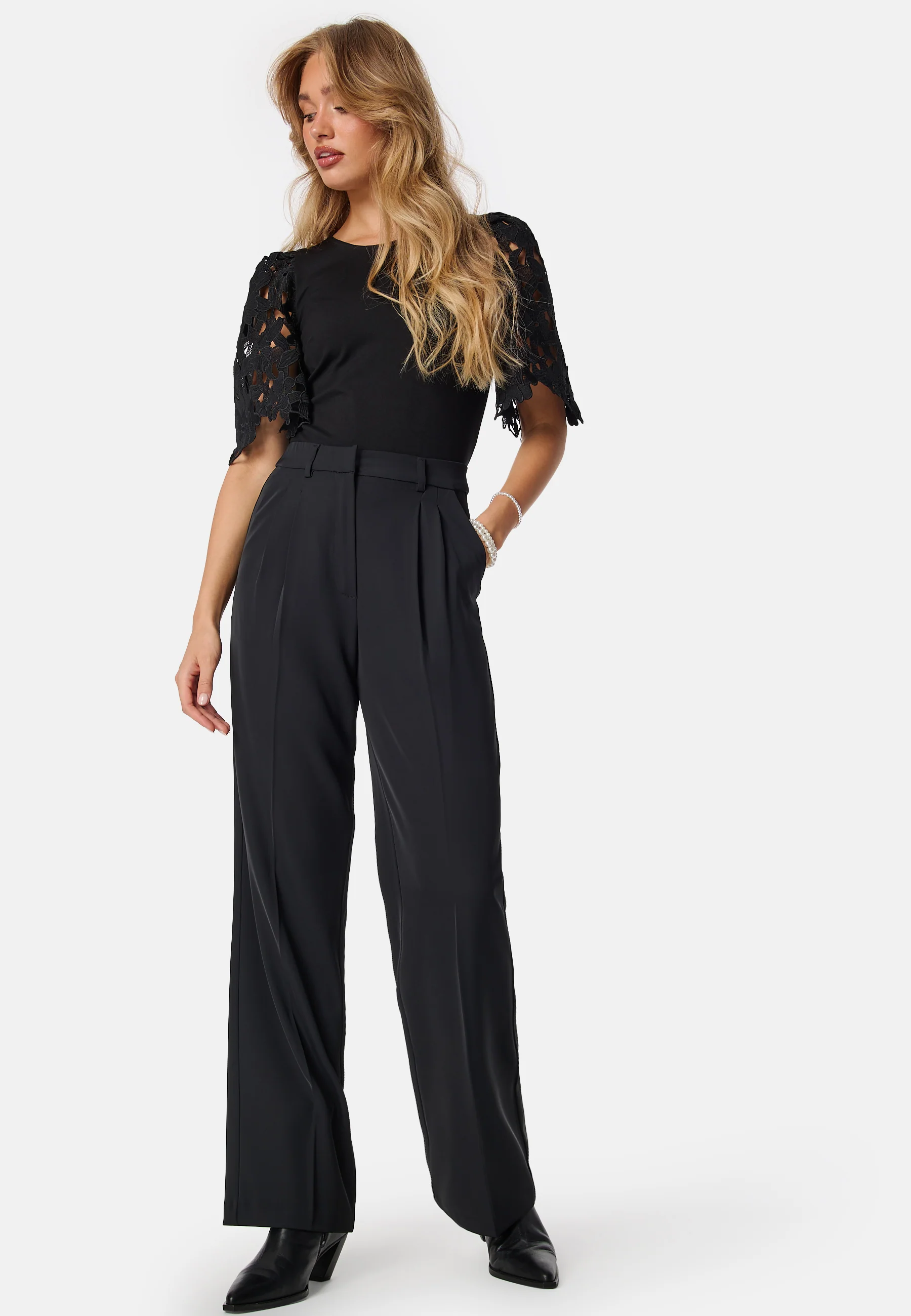Contrast Lace Sleeve Top - Image 3