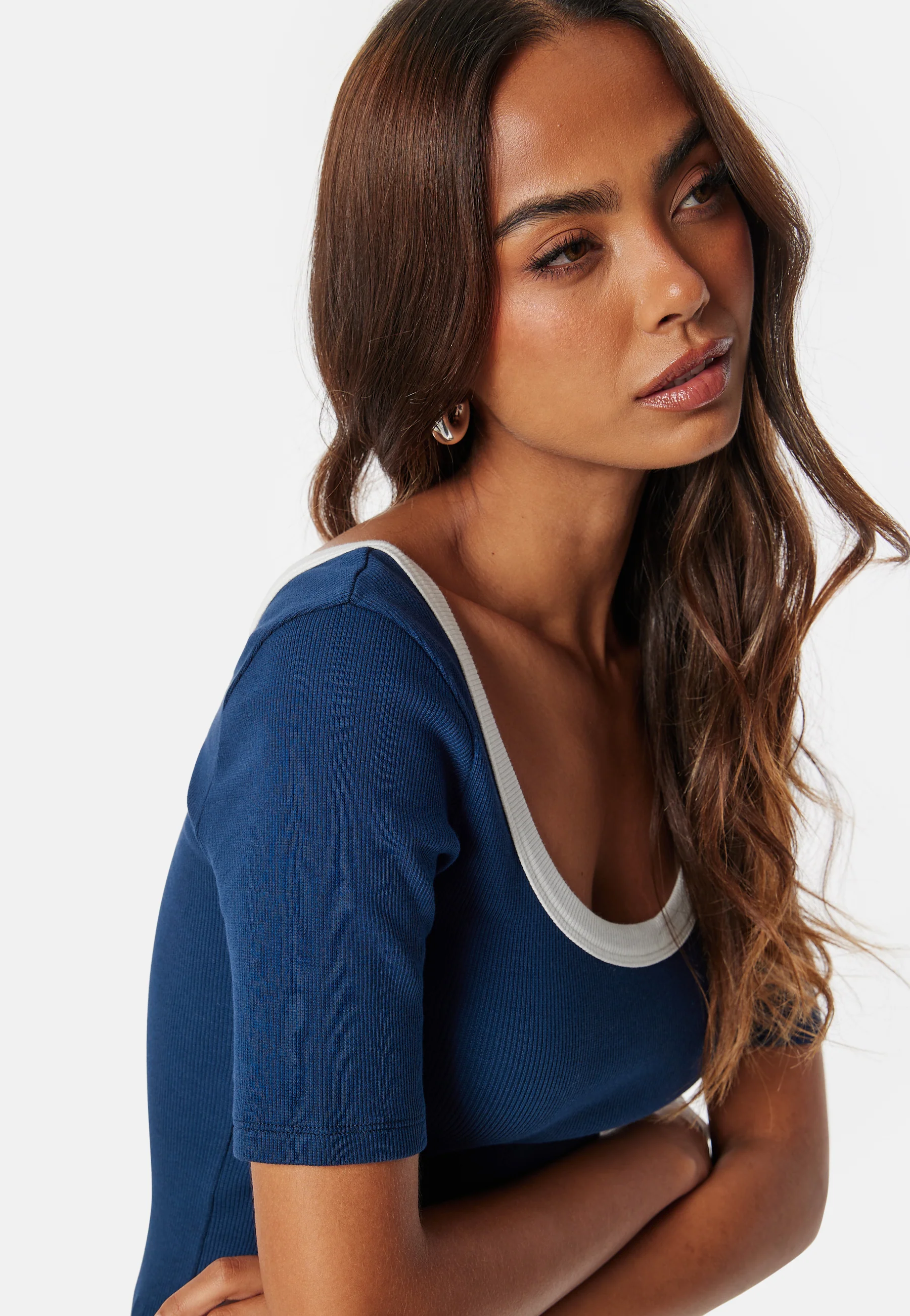 Contrast Rib Short Sleeve Top - Image 4