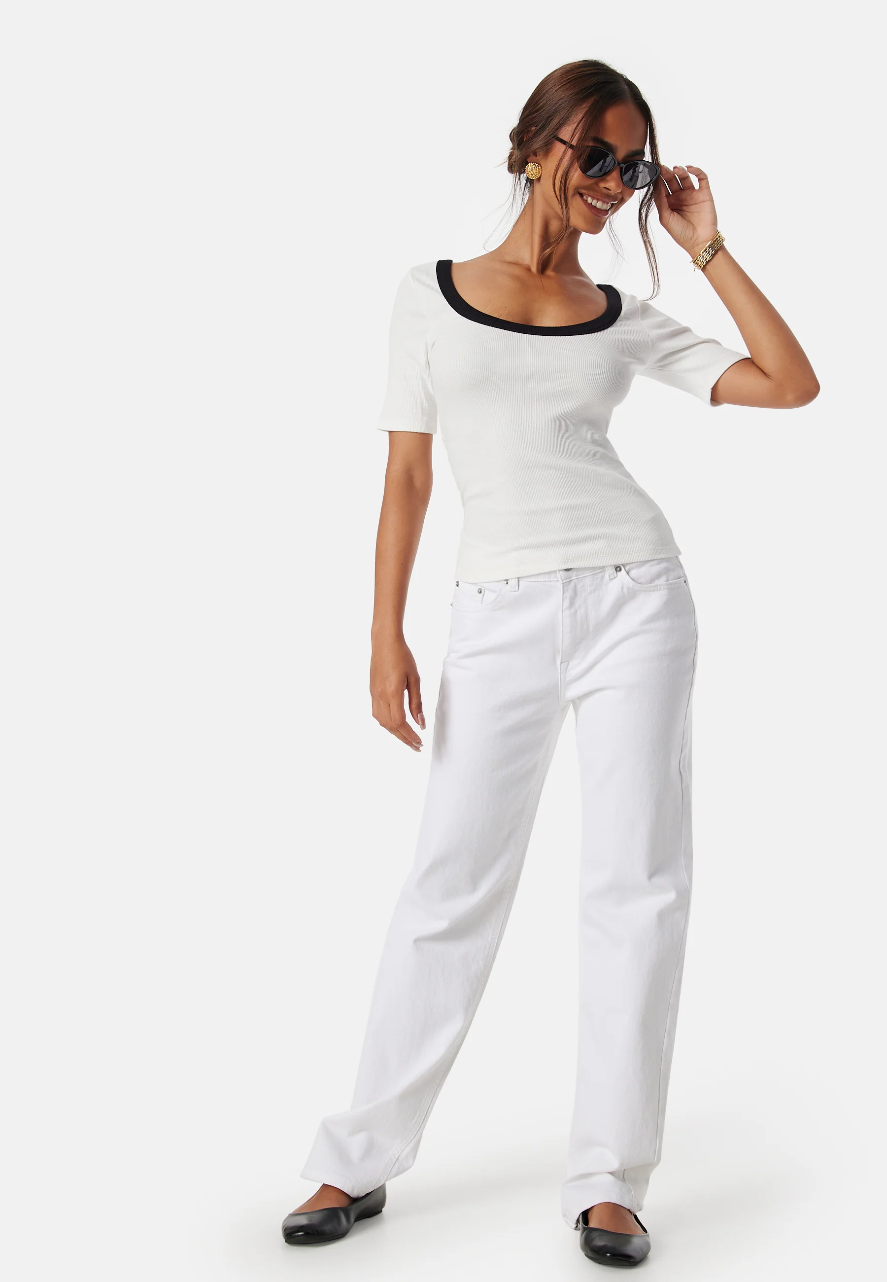 Contrast Rib Short Sleeve Top - Image 4