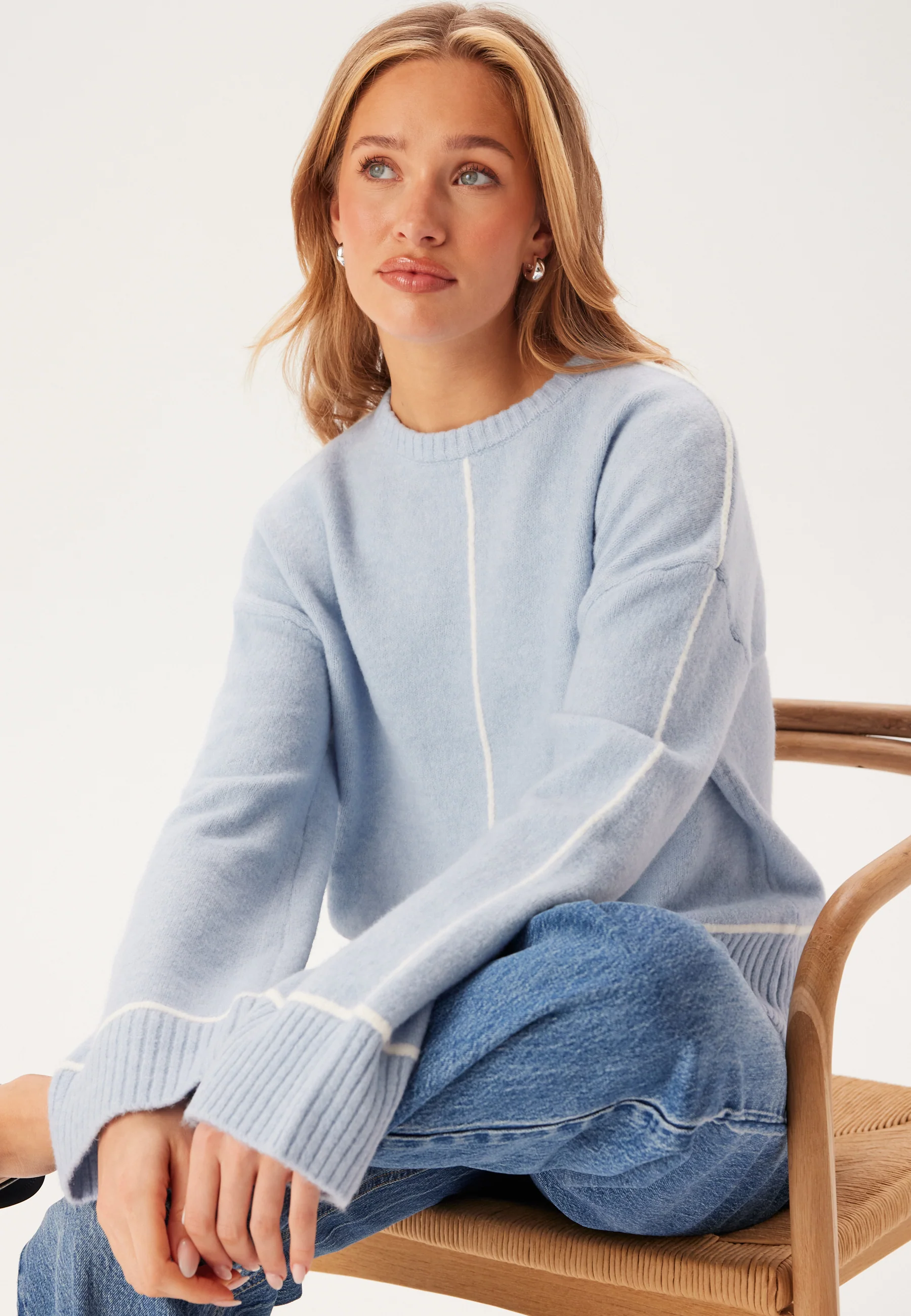 Contrast Stitch Knitted Sweater - Image 2