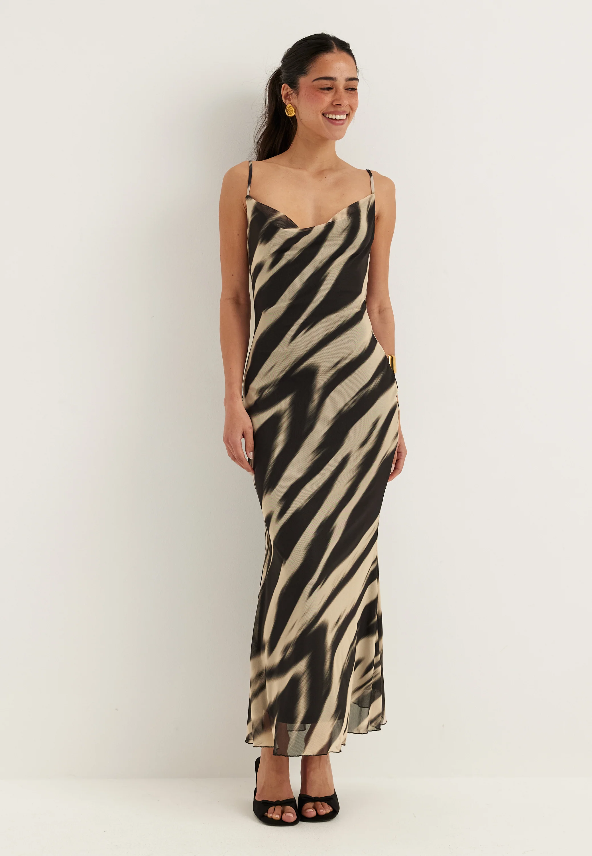 Cowl Neck Mesh Dress - Image 3
