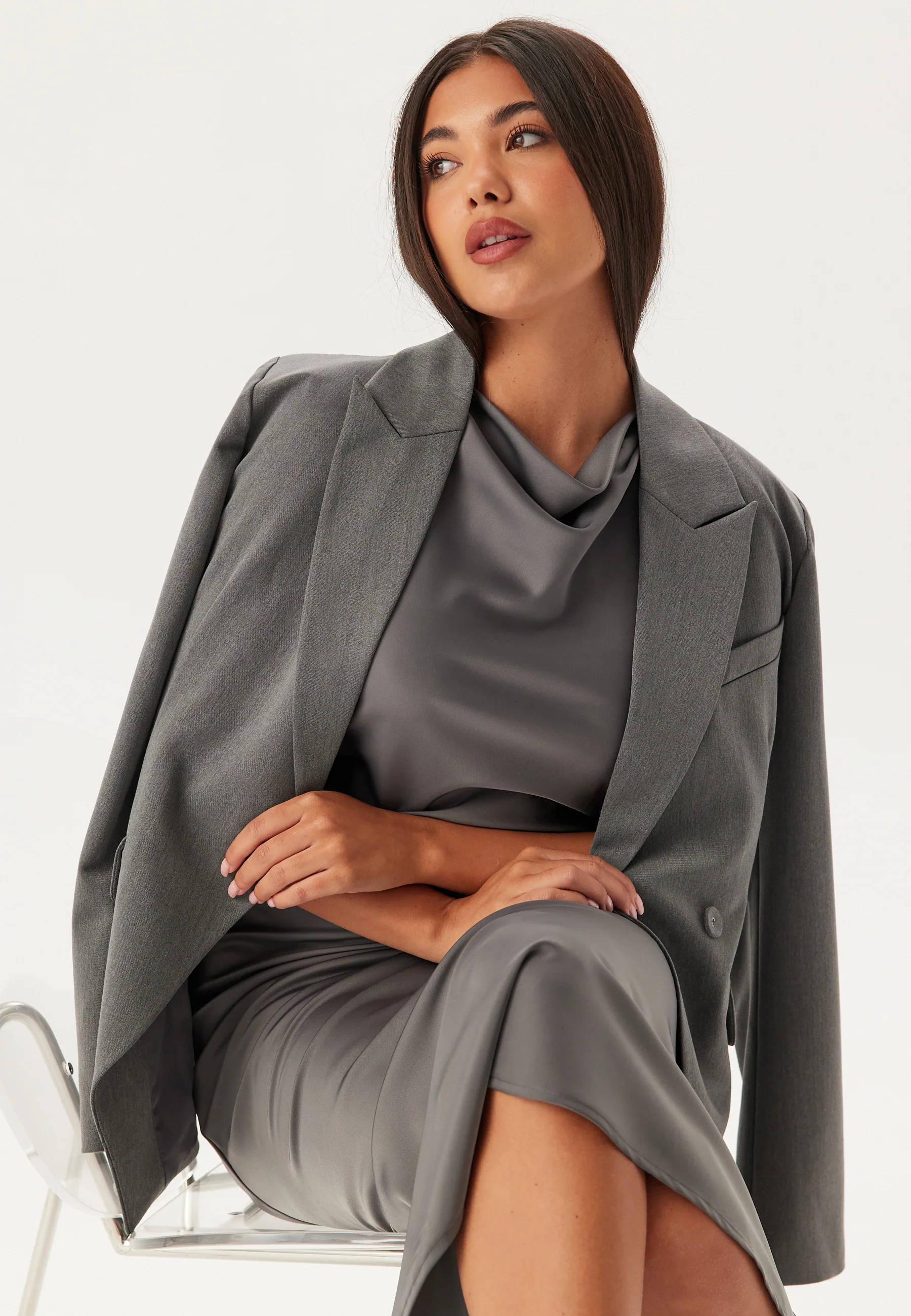 Cowl Neck Satin Midi Dress - Image 5