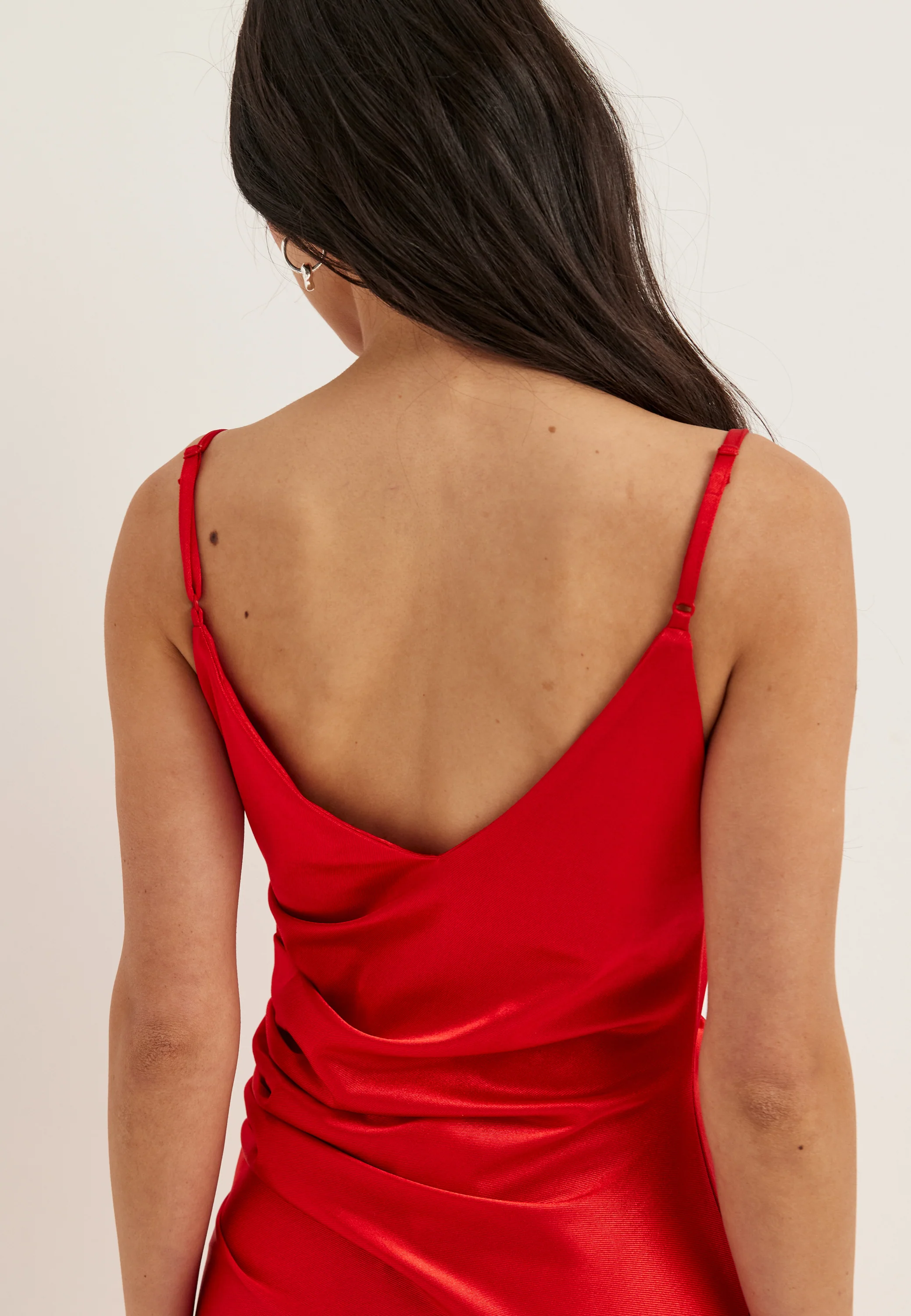 Cowl Neck Stretch Satin Gown - Image 5