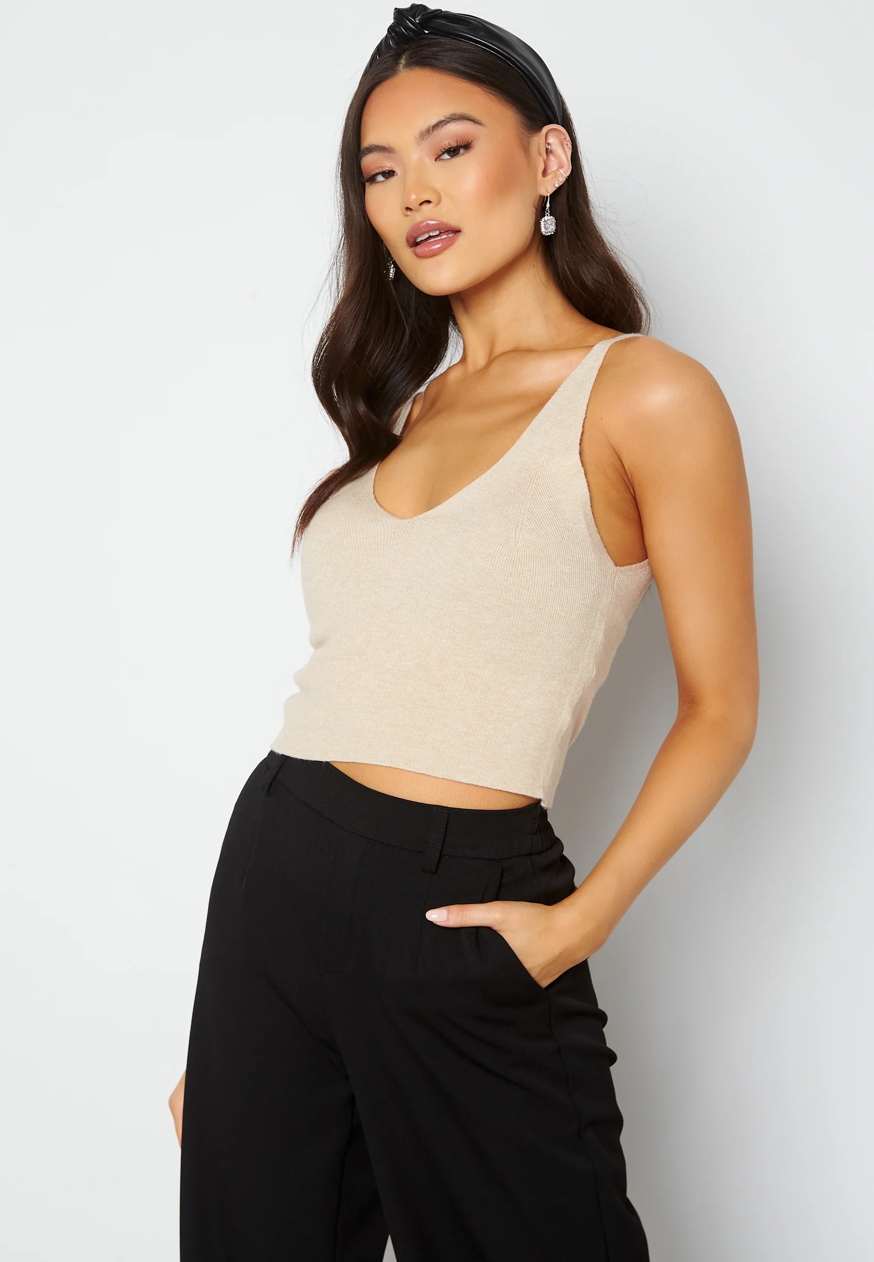 Cozy S/L Cropped Top Knit