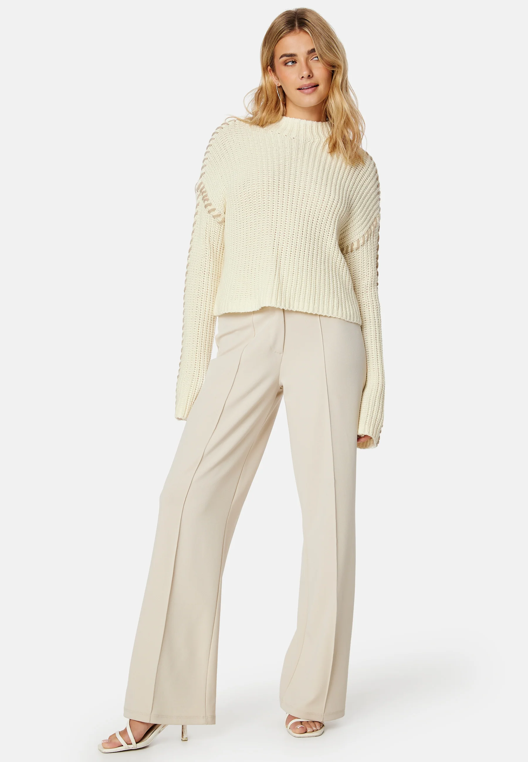 Cream LS Funnelneck Pullover - Image 2