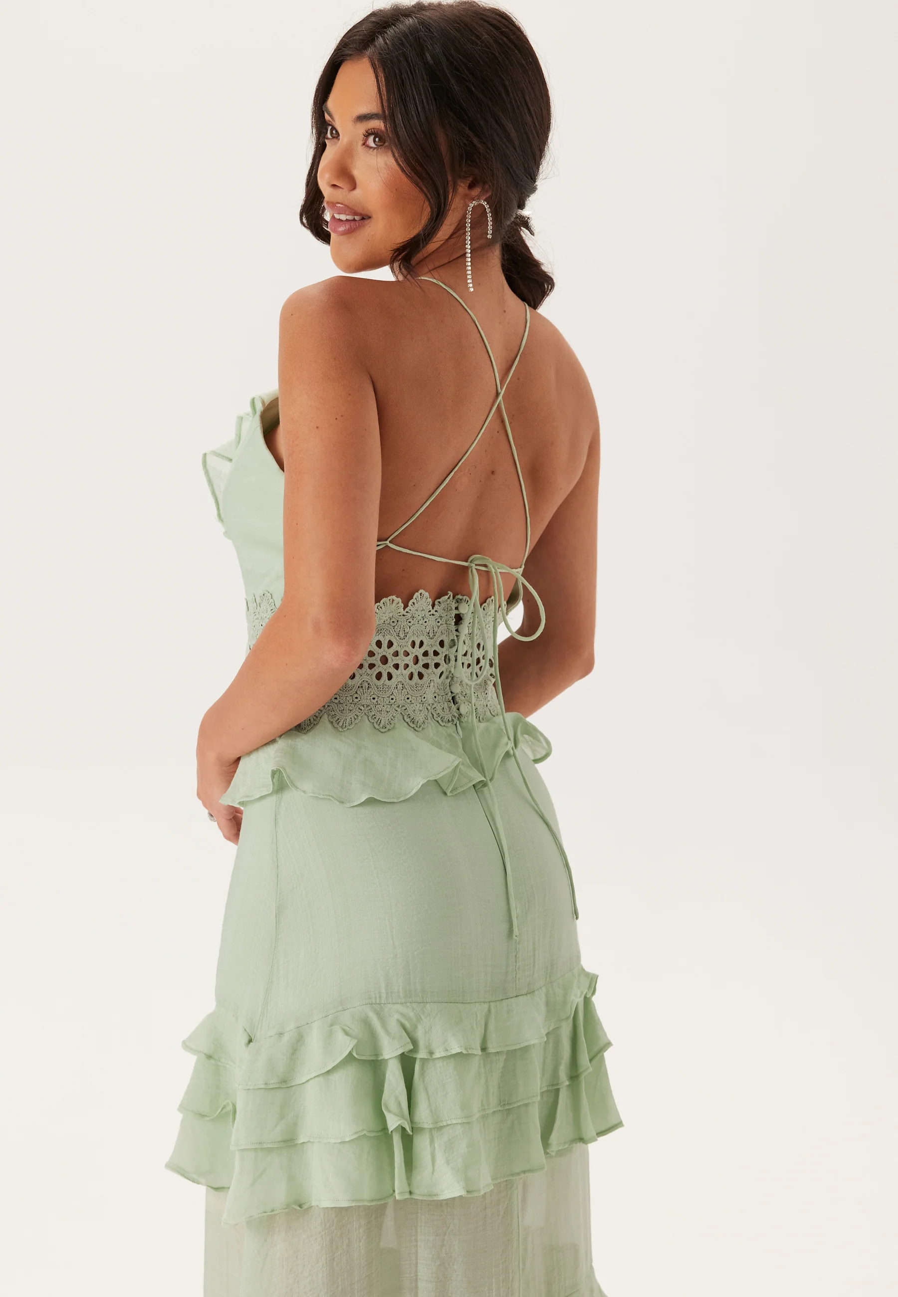 Crochet Waist Flounce Maxi Dress - Image 7