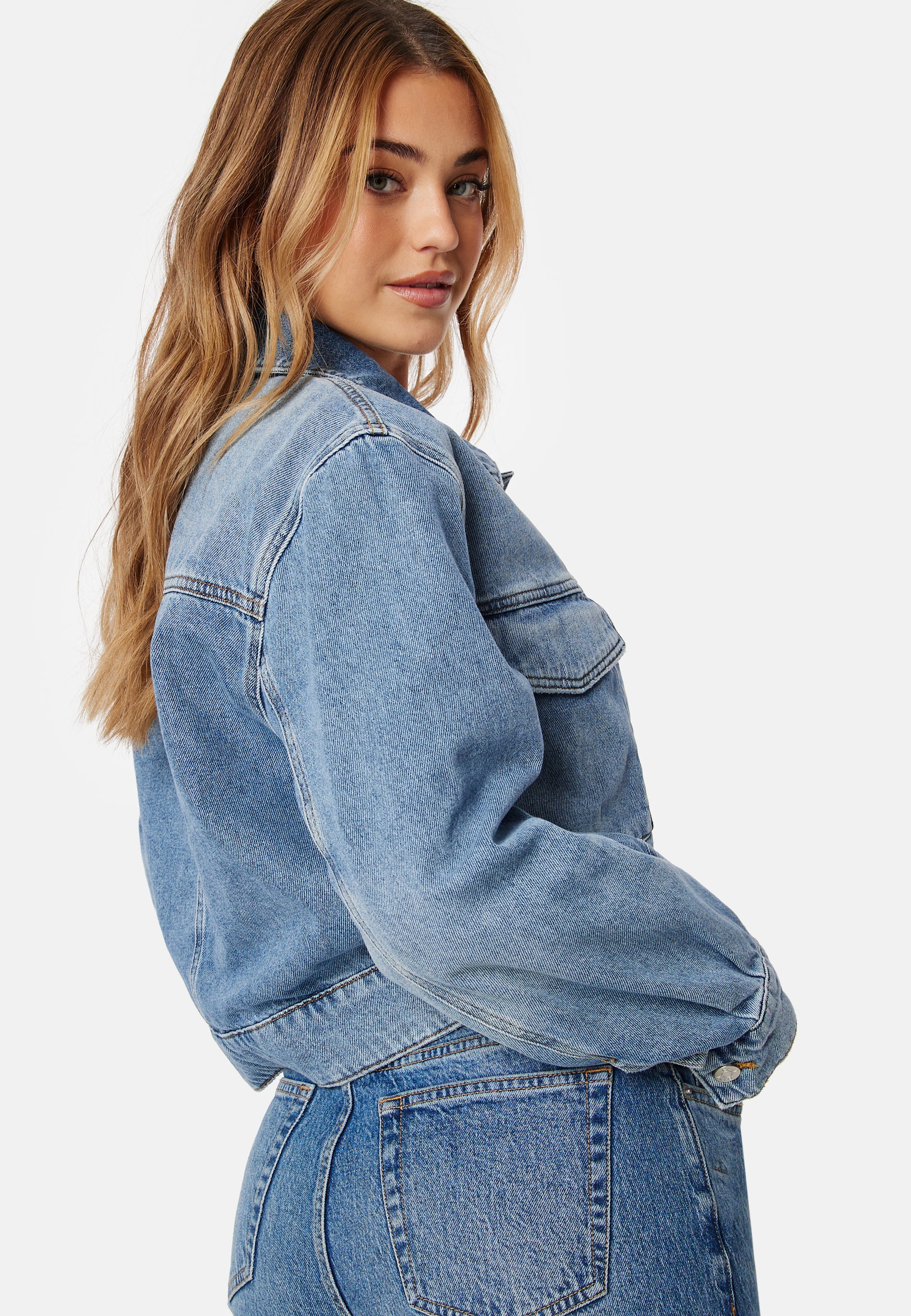 Cropped Denim Jacket - Image 3