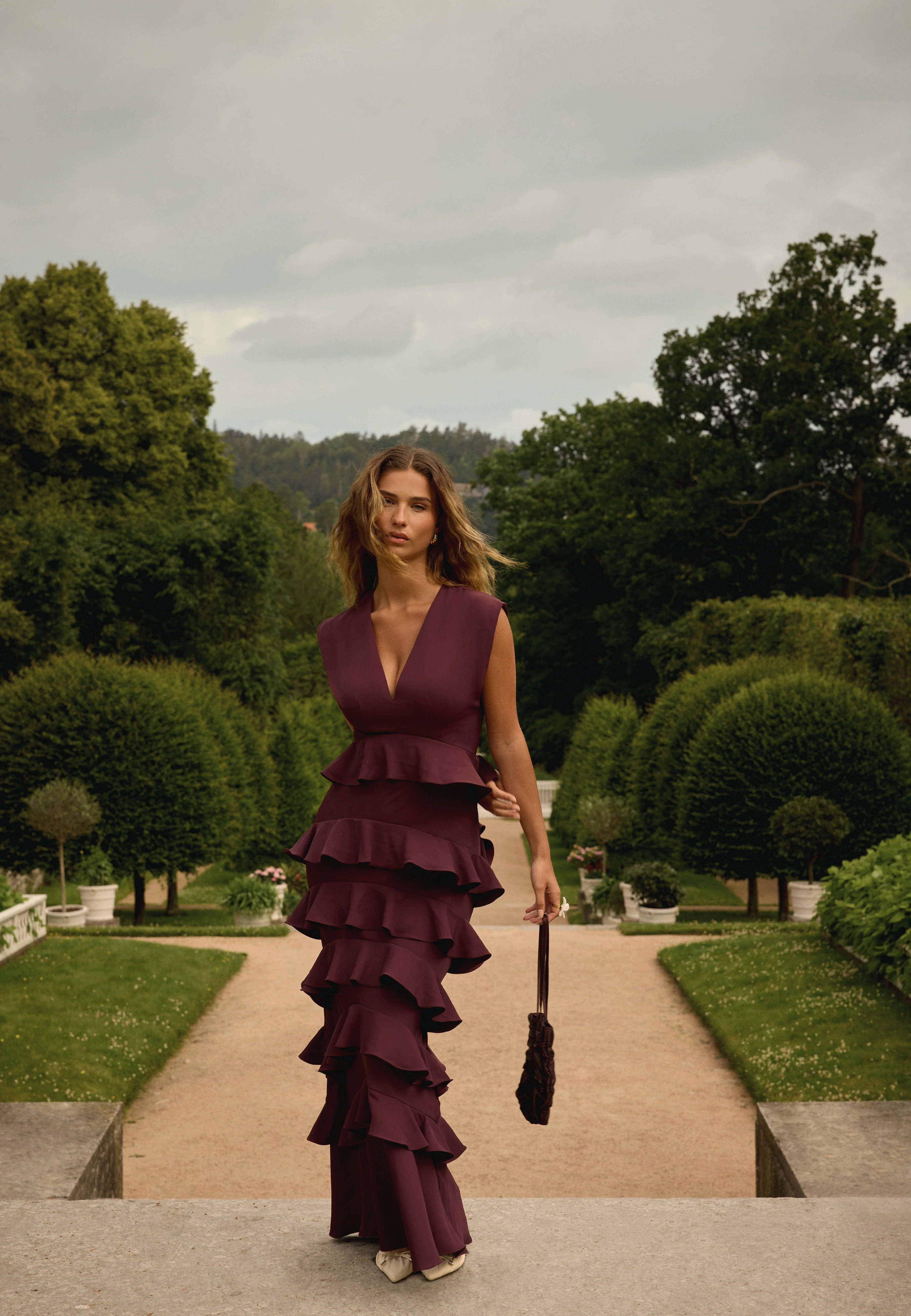 Deep V-Neck Flounce Gown - Image 2