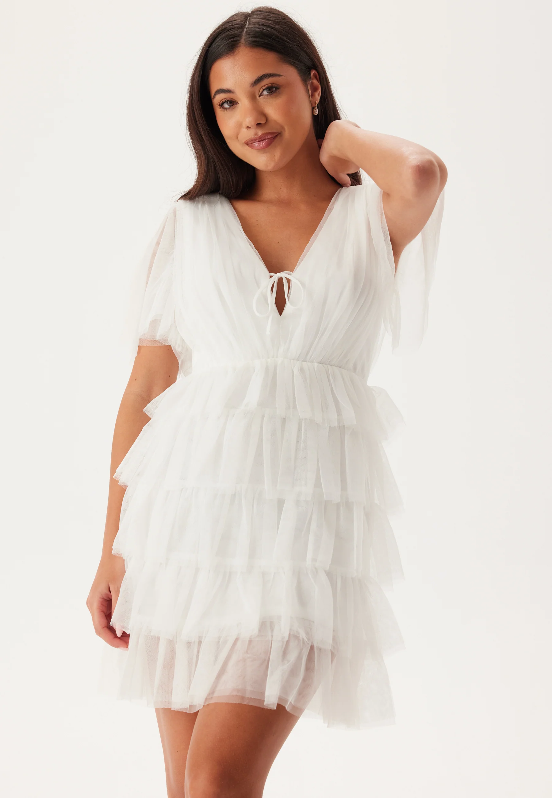 Deep V-neck Tulle Dress - Image 2