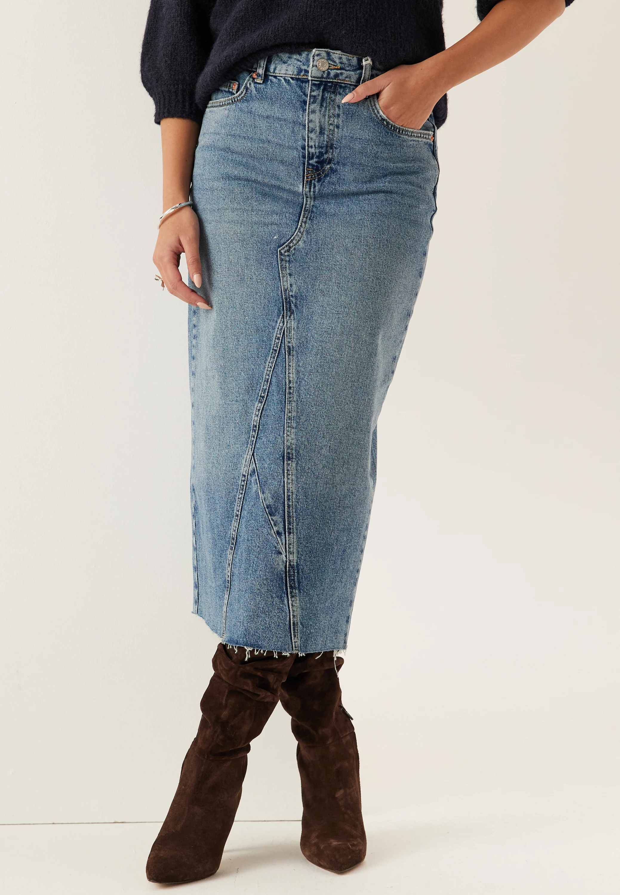Denim Midi Skirt - Image 3