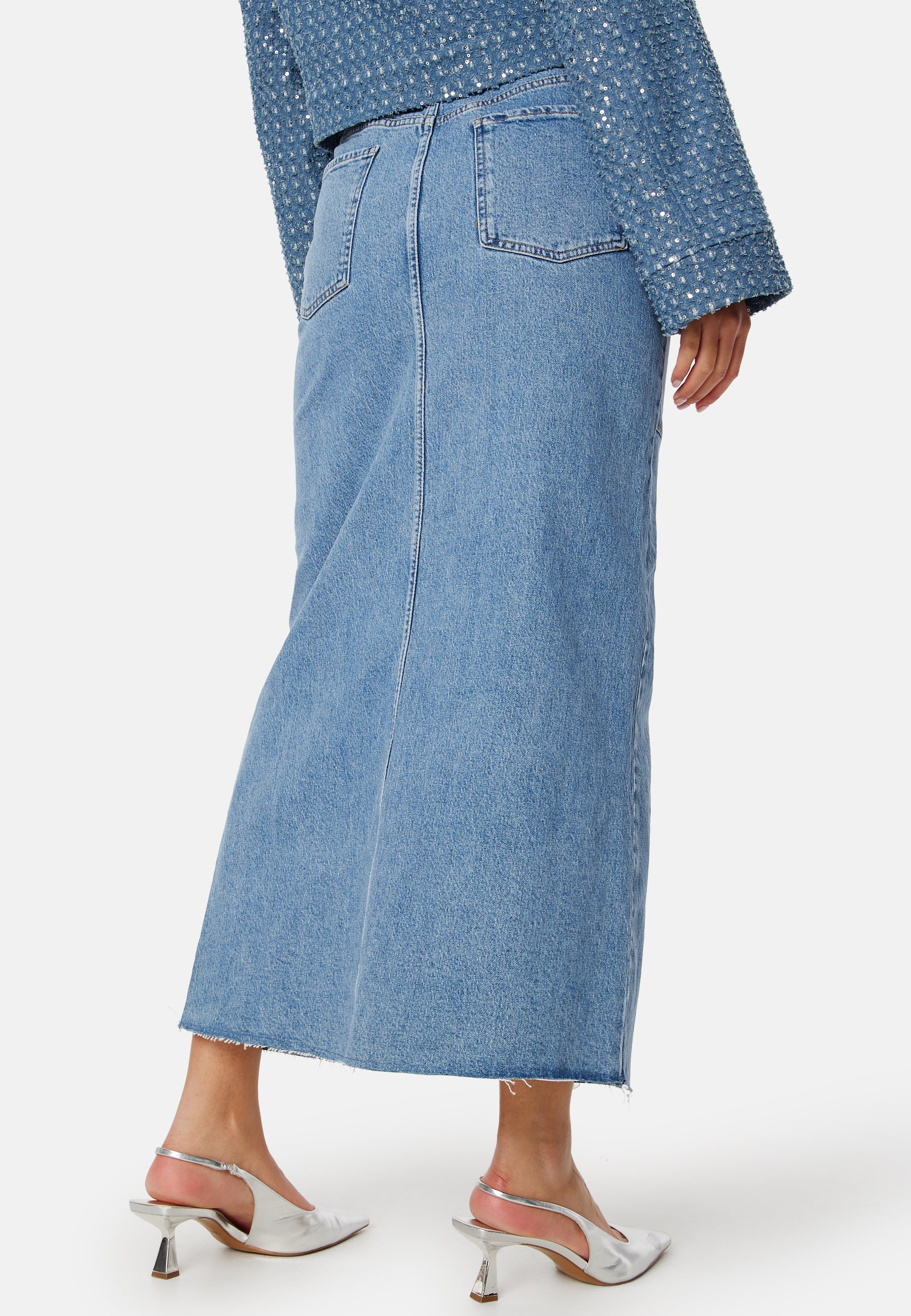 Denim Slit Midi Skirt - Image 4