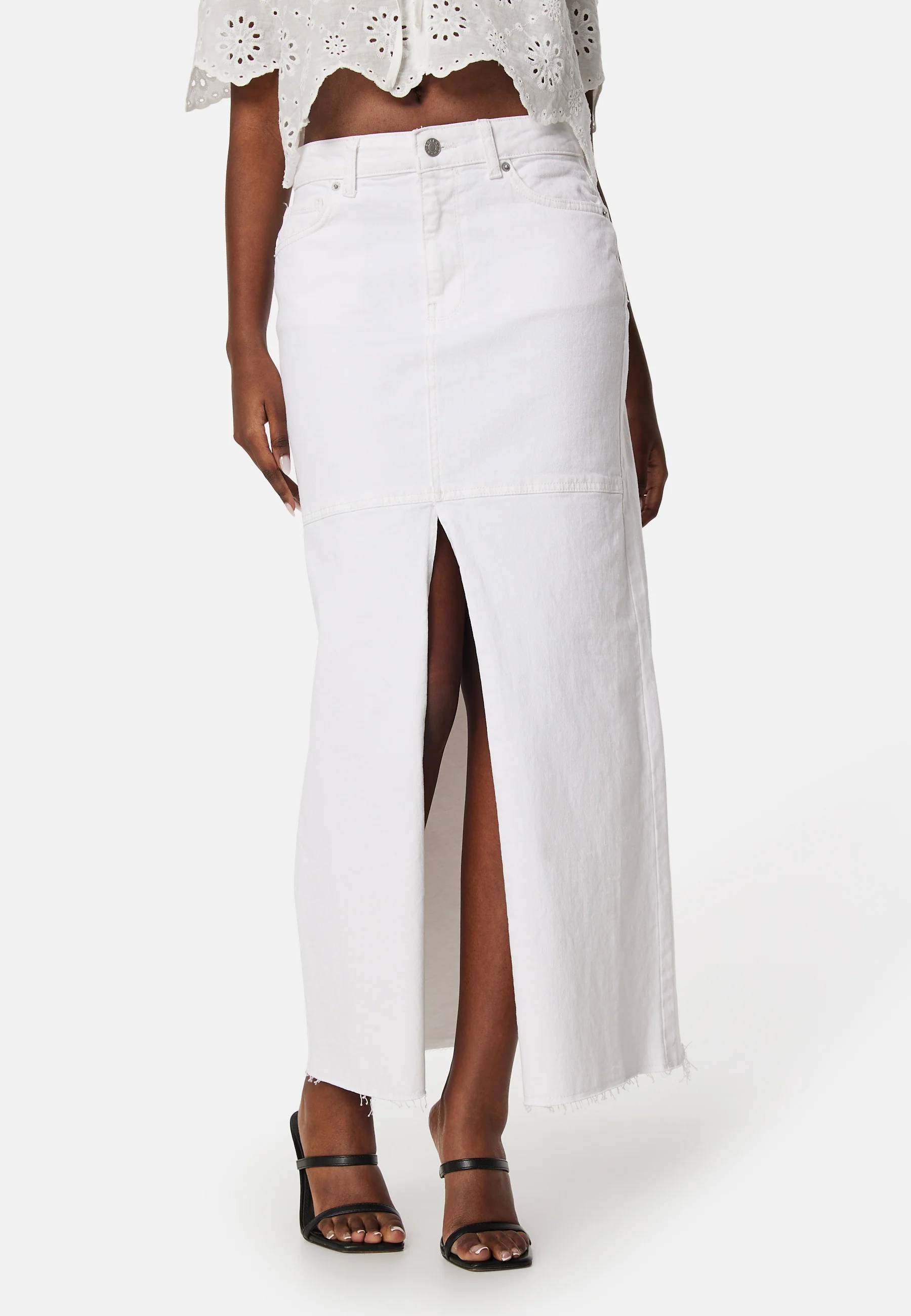 Denim Slit Midi Skirt