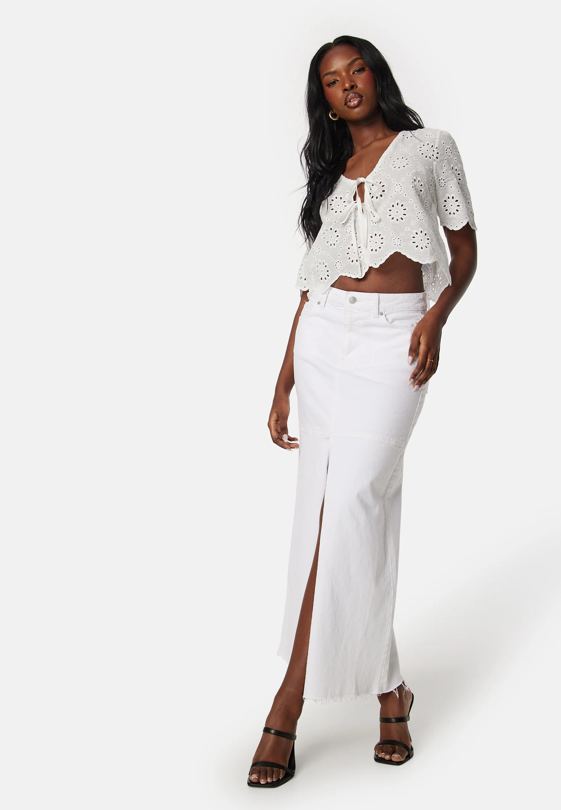Denim Slit Midi Skirt - Image 3