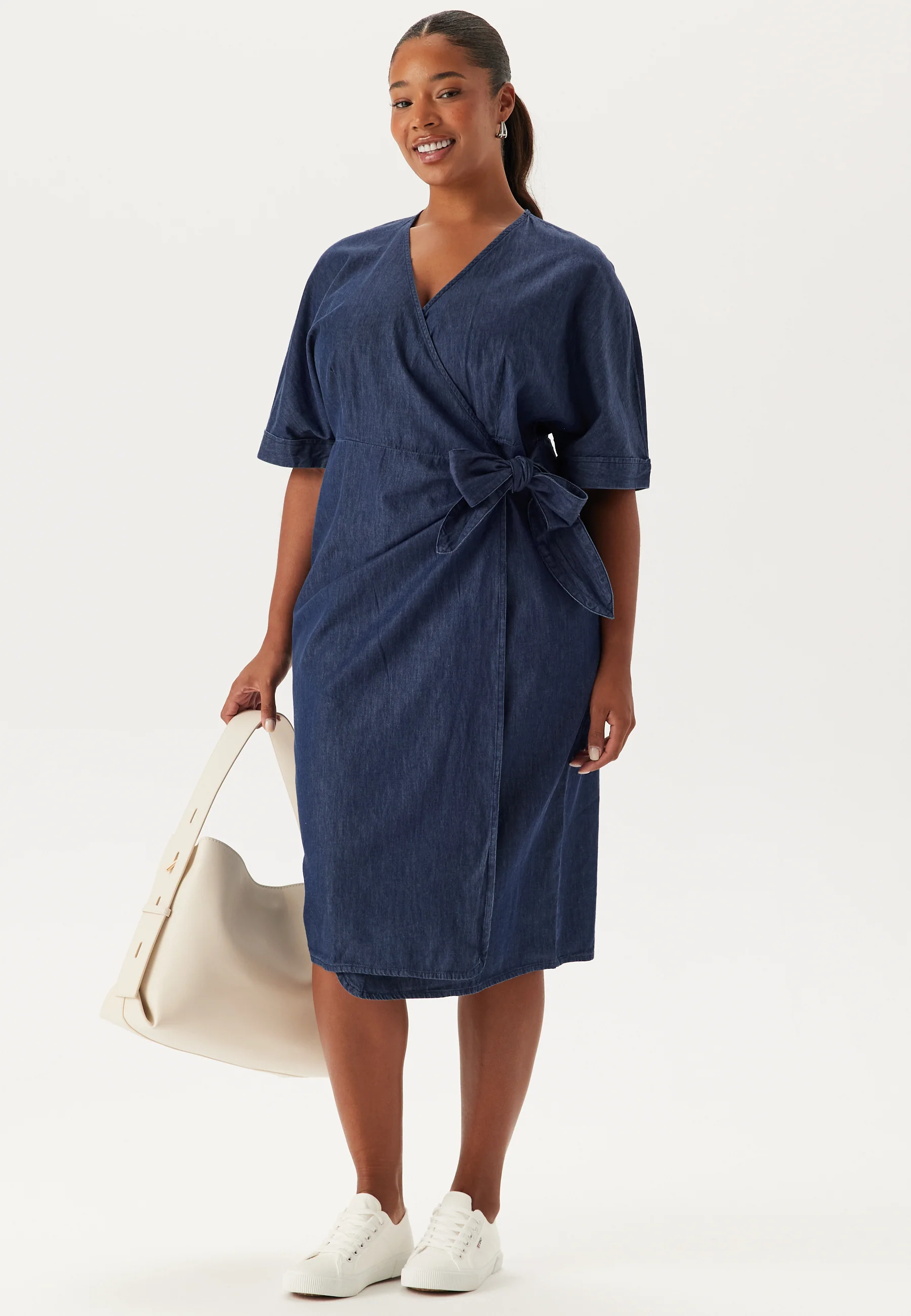 Denim Wrap Dress - Image 7