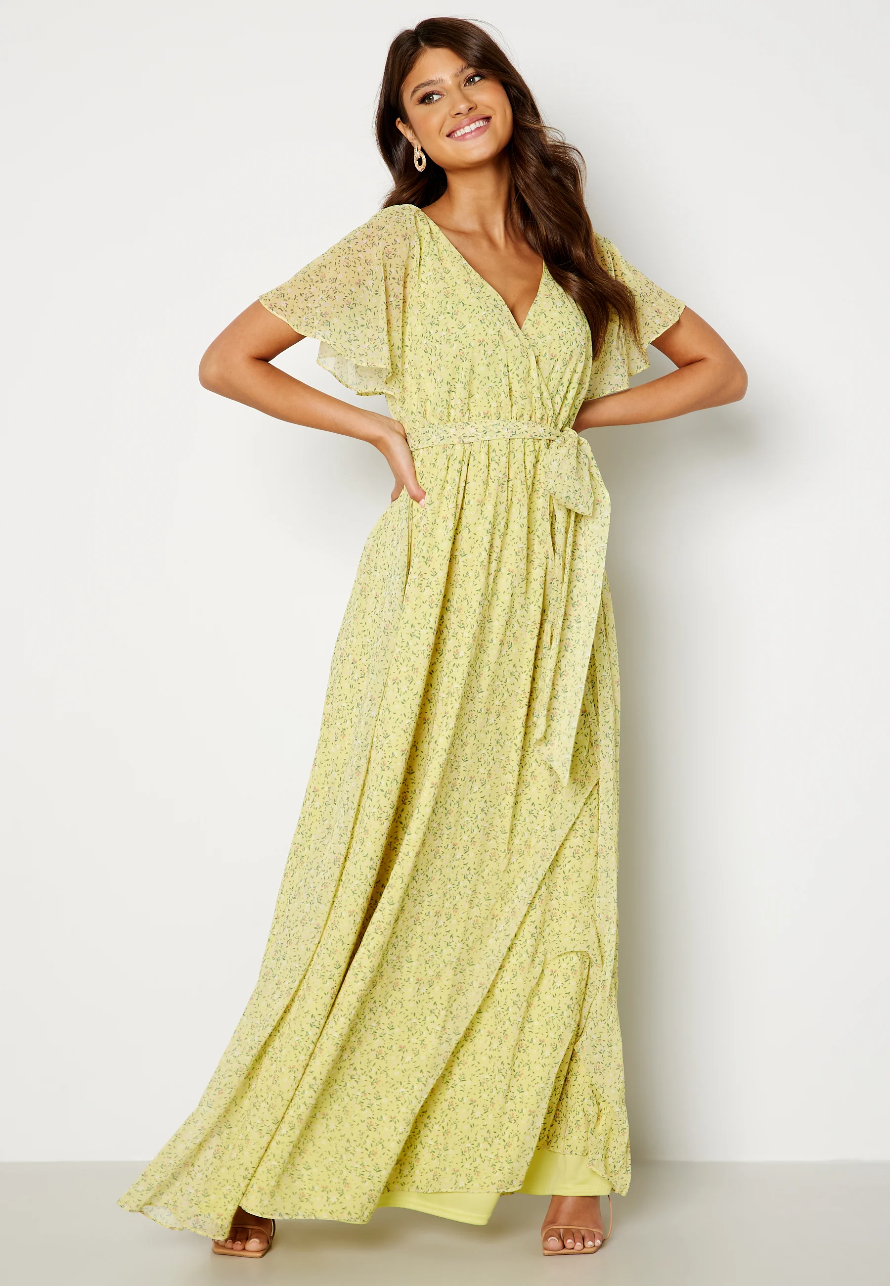 Ditsy Flutter Sleeve Maxi Dress - Image 2