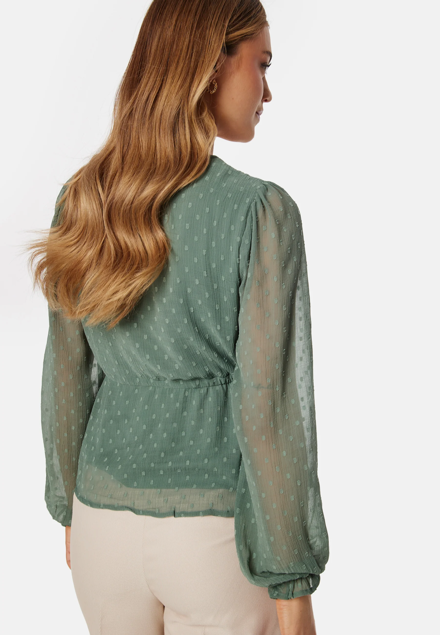 Dobby Dot V-neck Blouse - Image 2
