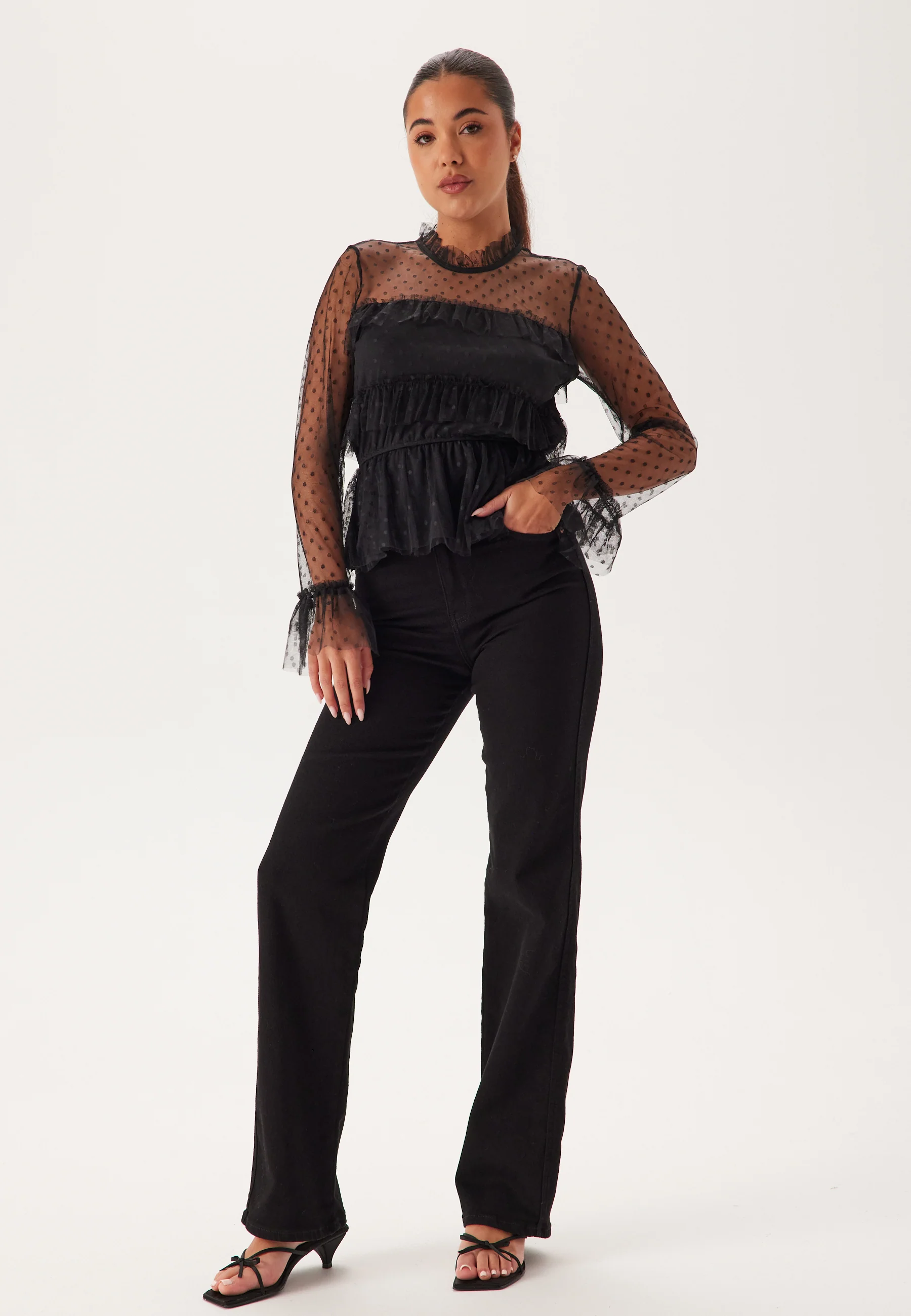 Dotted Mesh L/S Blouse - Image 3