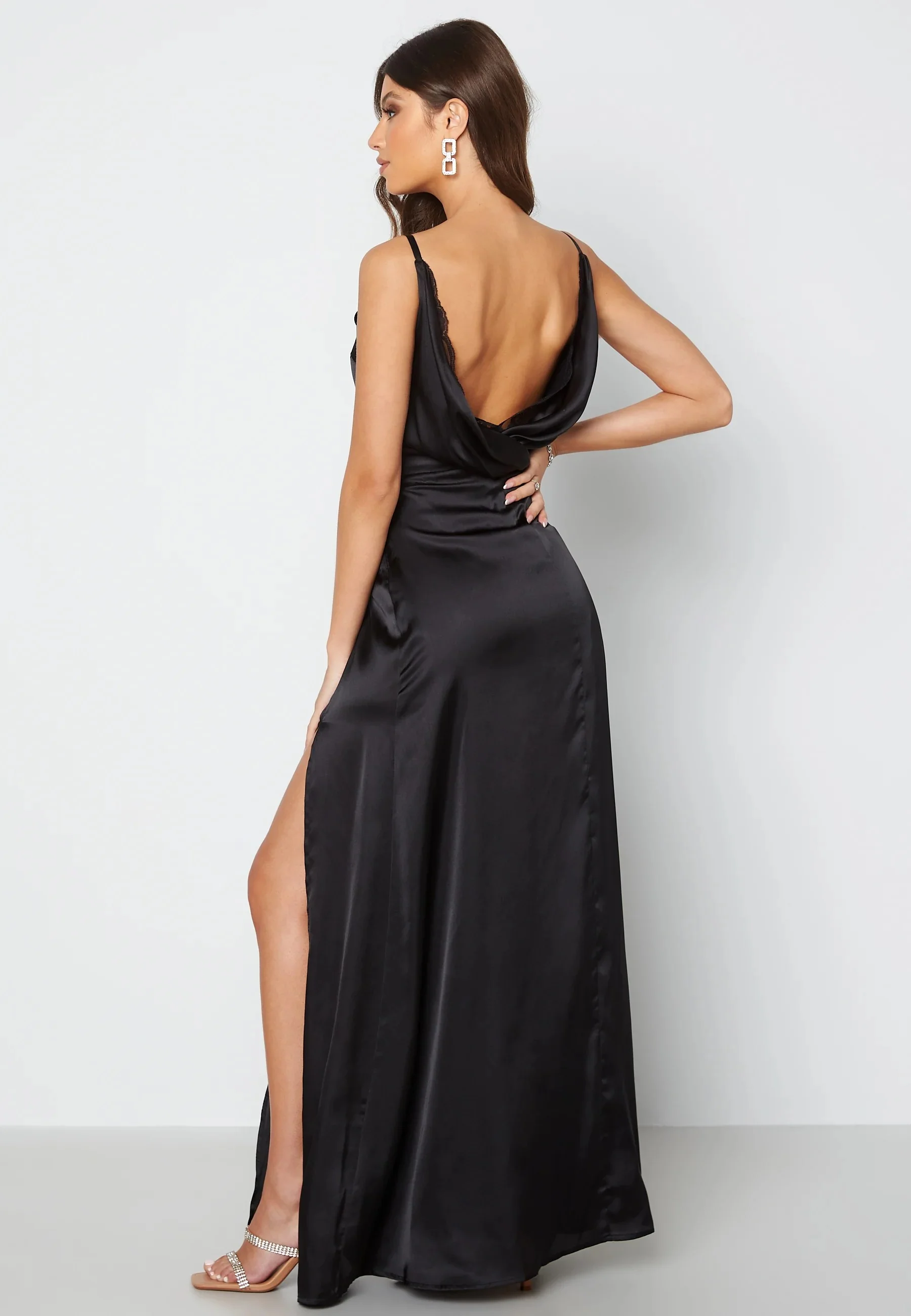 Drapy-Back Slit Satin Gown - Image 2