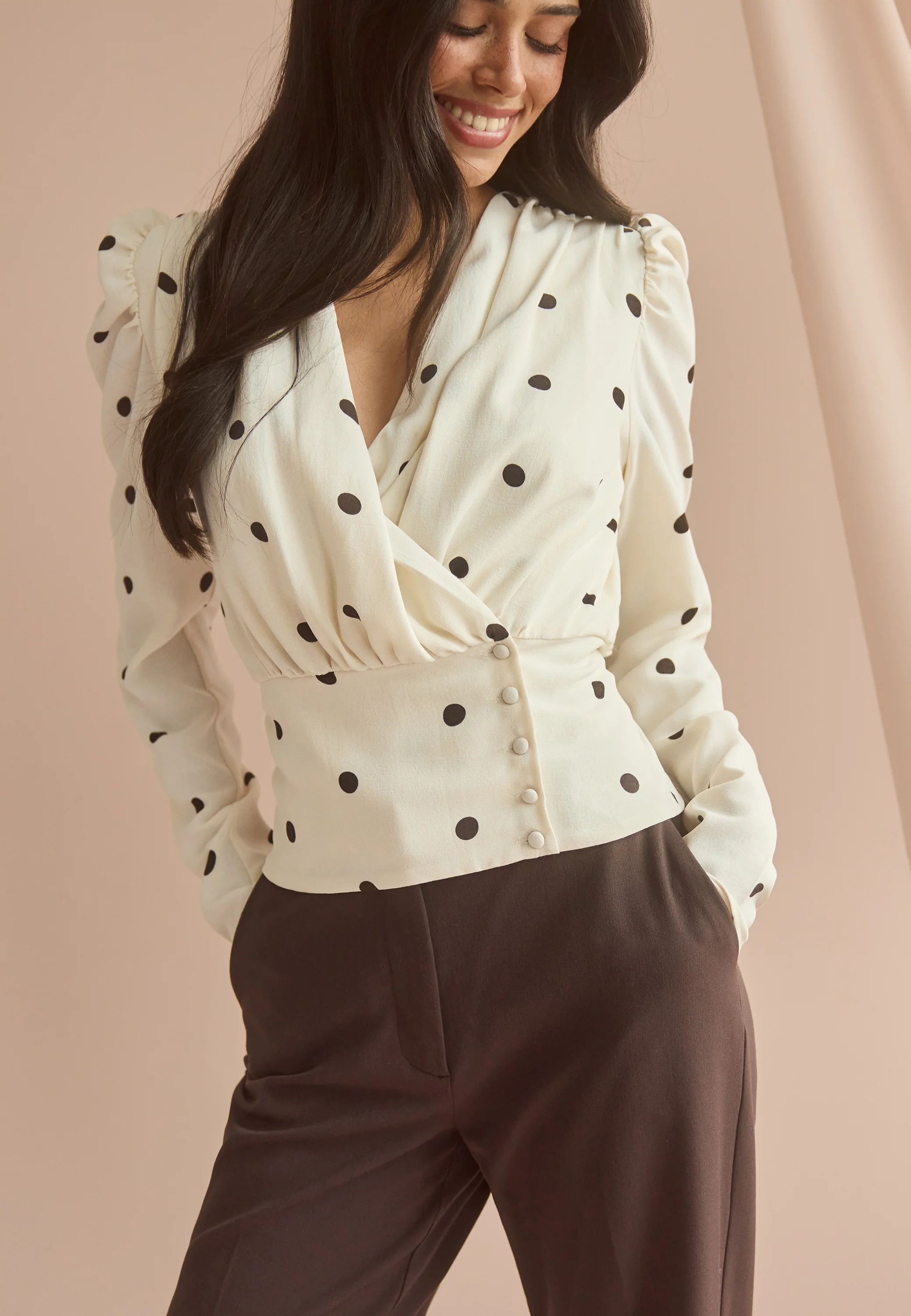 Drapy Button Blouse - Image 2