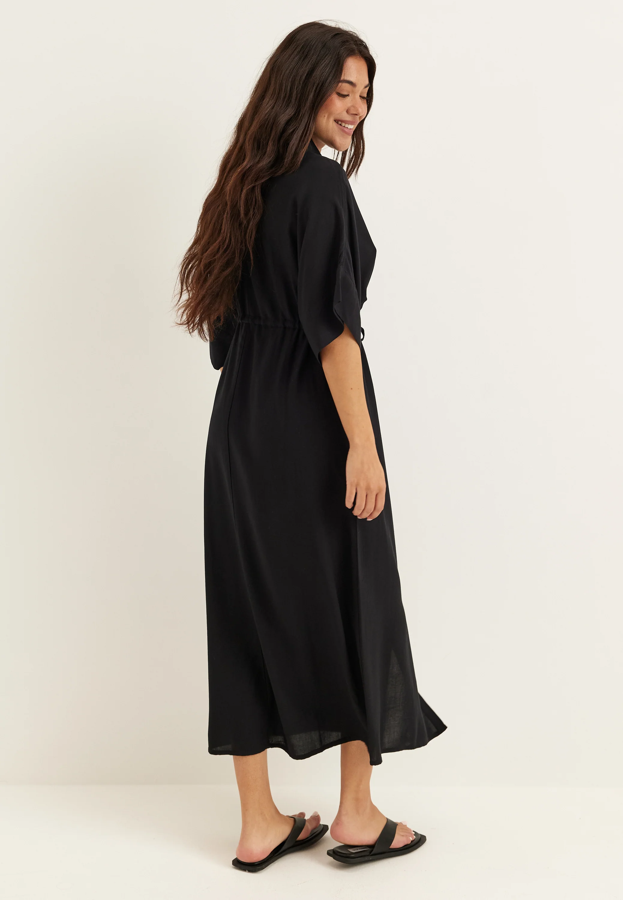 Drawstring Viscose Shirt Dress - Image 3