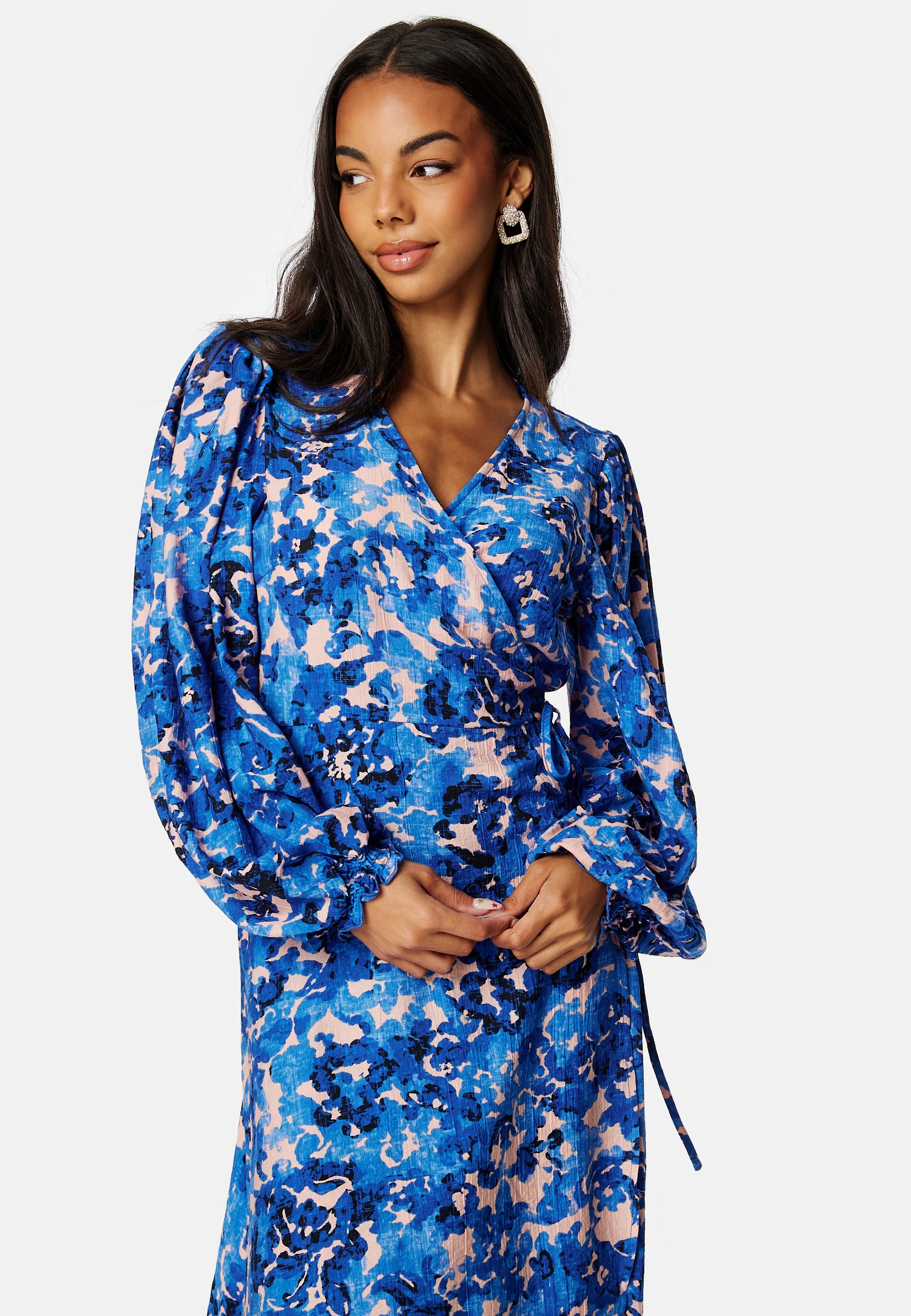 Elena Ira V-Neck 3/4 Midi Wrap Dress - Image 3