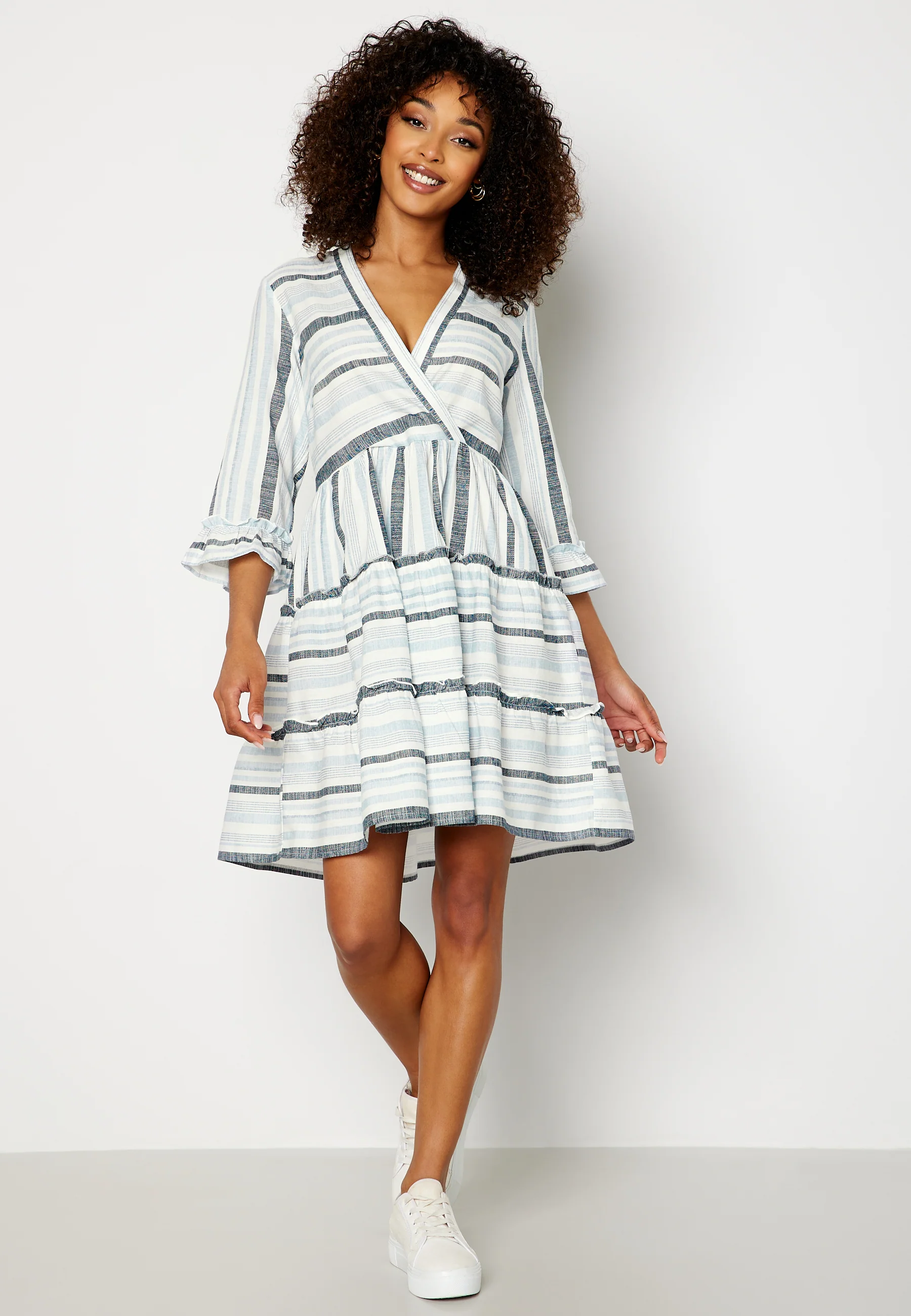 Etni 3/4 Sleeve Short Wrap Dress - Image 2