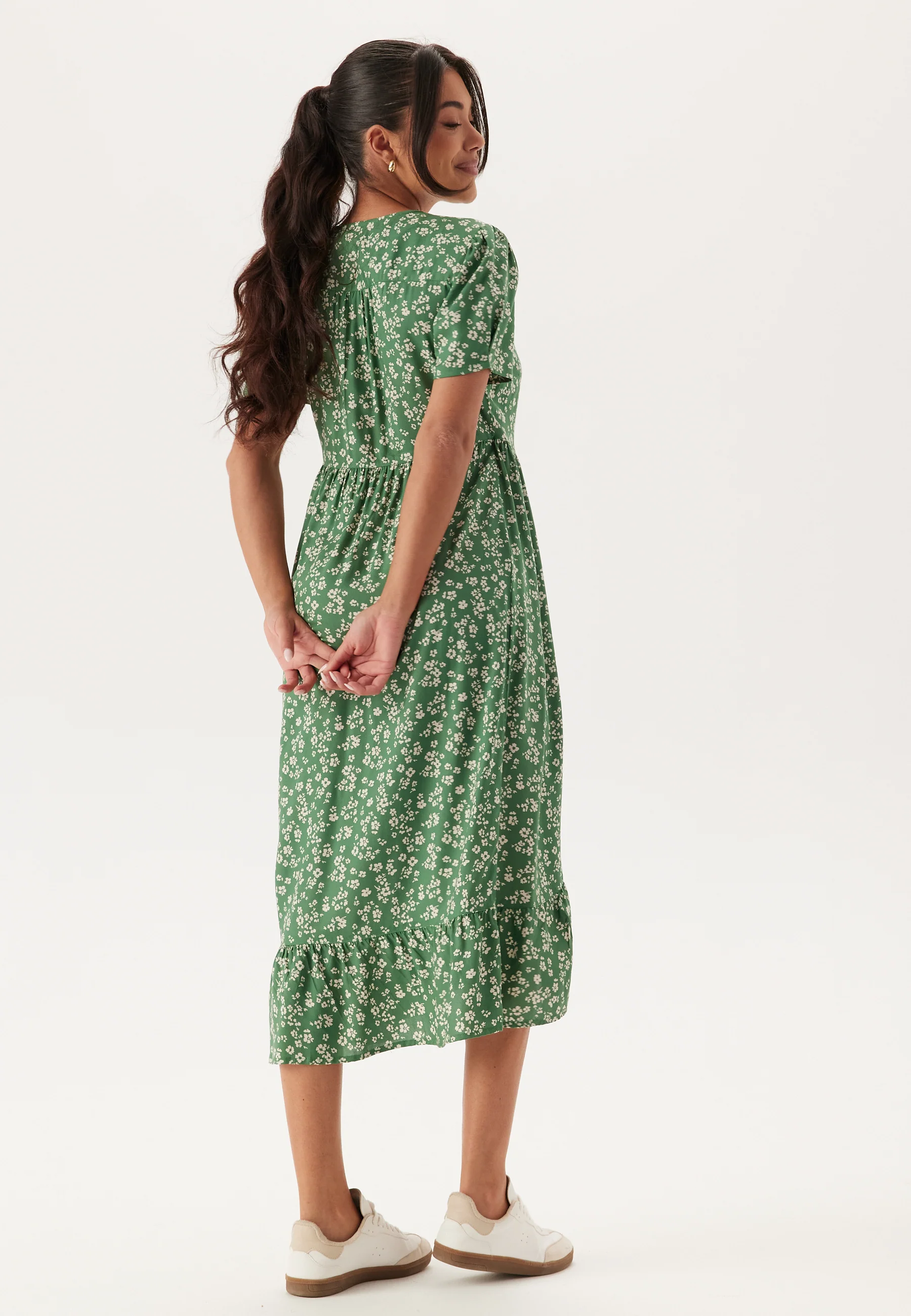 Evie Puff Sleeve Midi Wrap Dress - Image 3